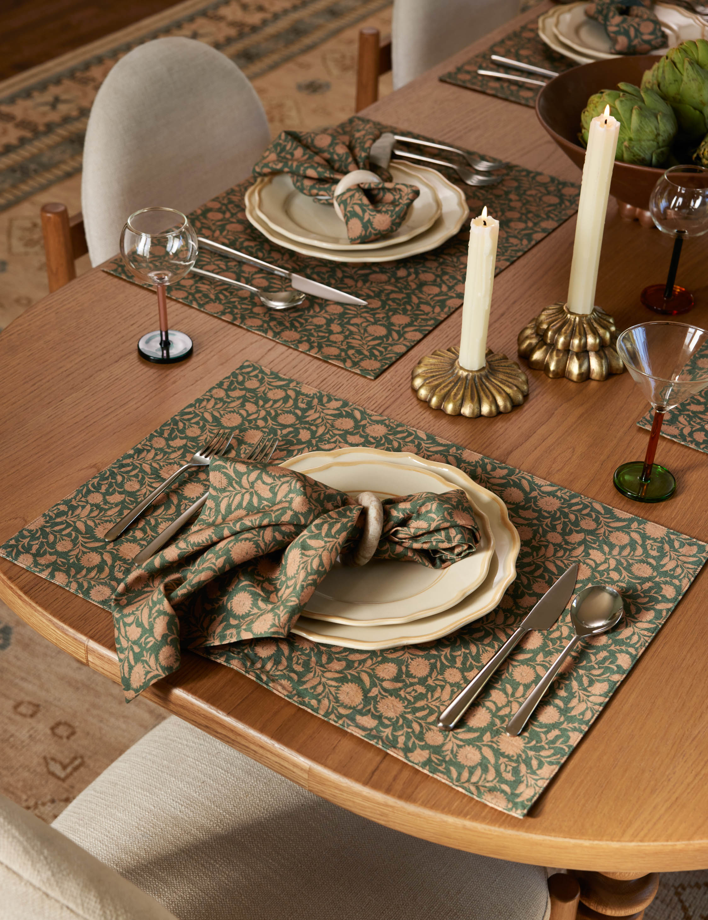 Premium Fransen Table Linens - Elegant Embroidered Table Runners & Napkins for Wedding, Party & Home Decor - Washable Cotton Linen Set for Dining Room & Special Occasions