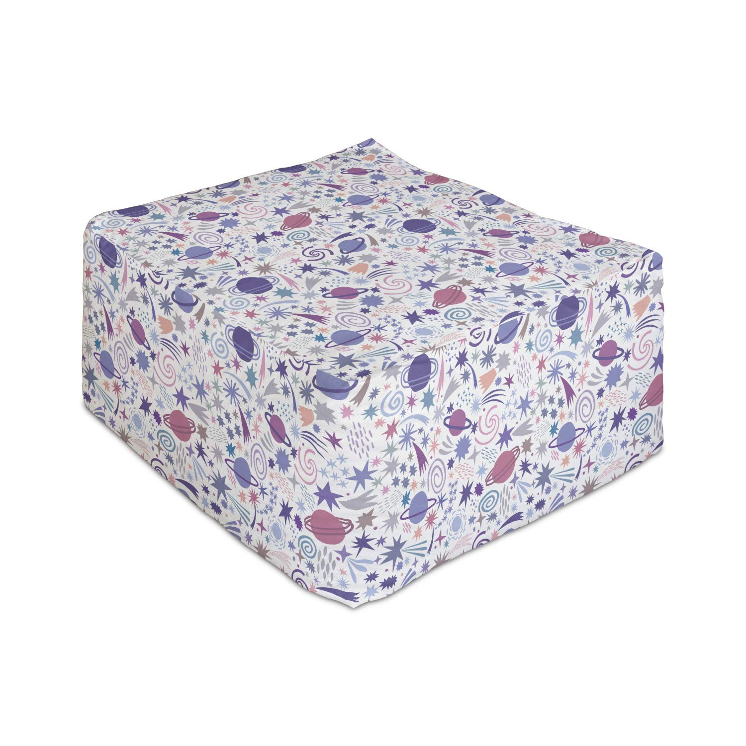 Ambesonne Outer Space Rectangle Pouf Ottoman - Colorful Planets & Celestial Bodies Pattern - 25