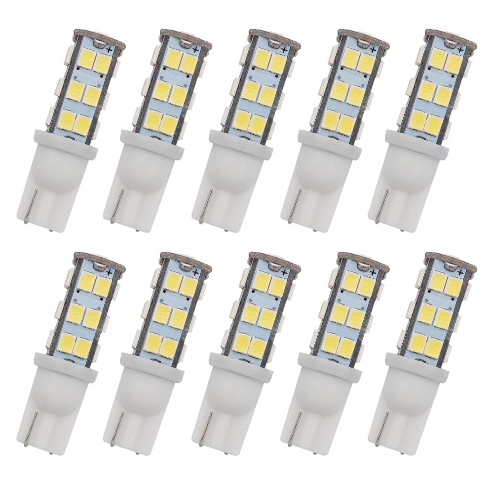 GRV T10 Wedge 192 921 194 LED Bulbs DC 12V Super Bright Cool White SMD Interior Car Lights - 10 Pack for Dome Map Door Trunk Courtesy Lighting