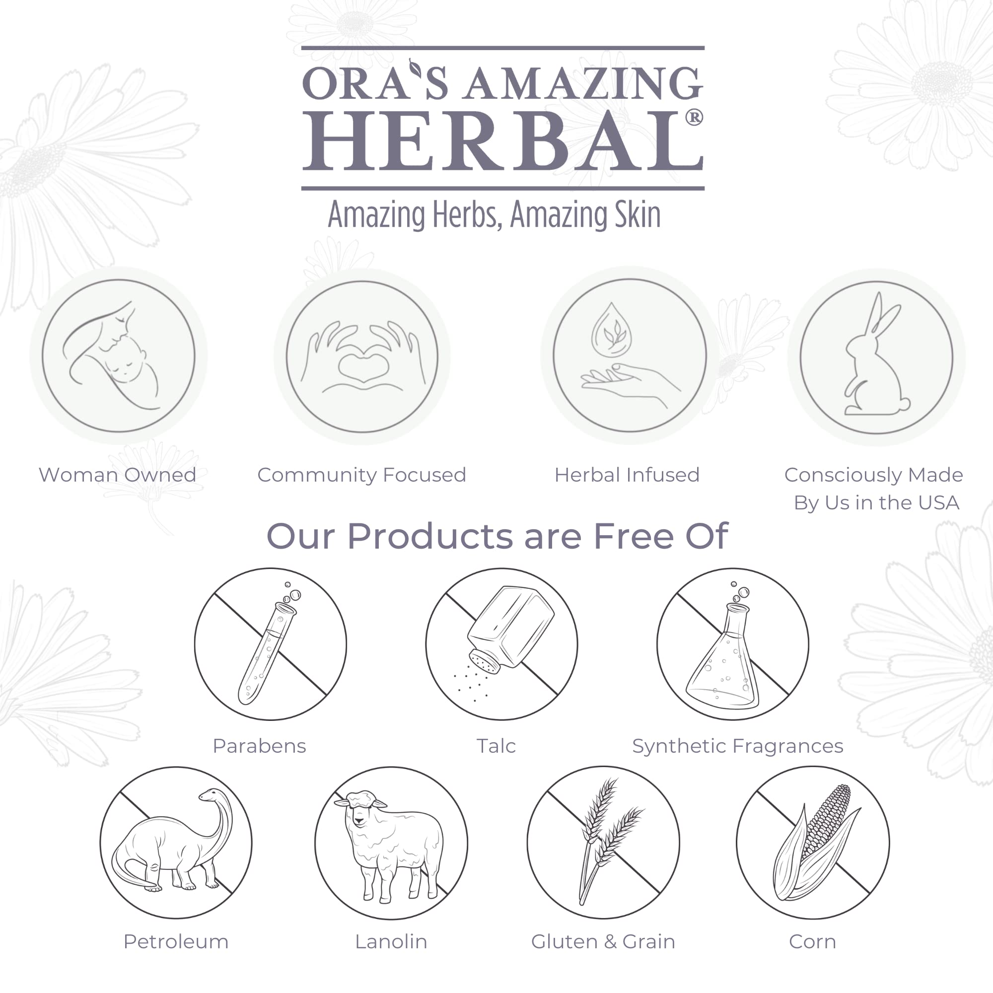 Ora's Amazing Herbal Natural Body Powder & Oil Set - Talc-Free, Corn-Free, Grain-Free, Gluten-Free Dusting Powder (2.5 oz) with Travel-Size Clean Scent Body Oil (2 oz) | Perfect for Travel, Post-Shower Moisturizing & Sensitive Skin Care