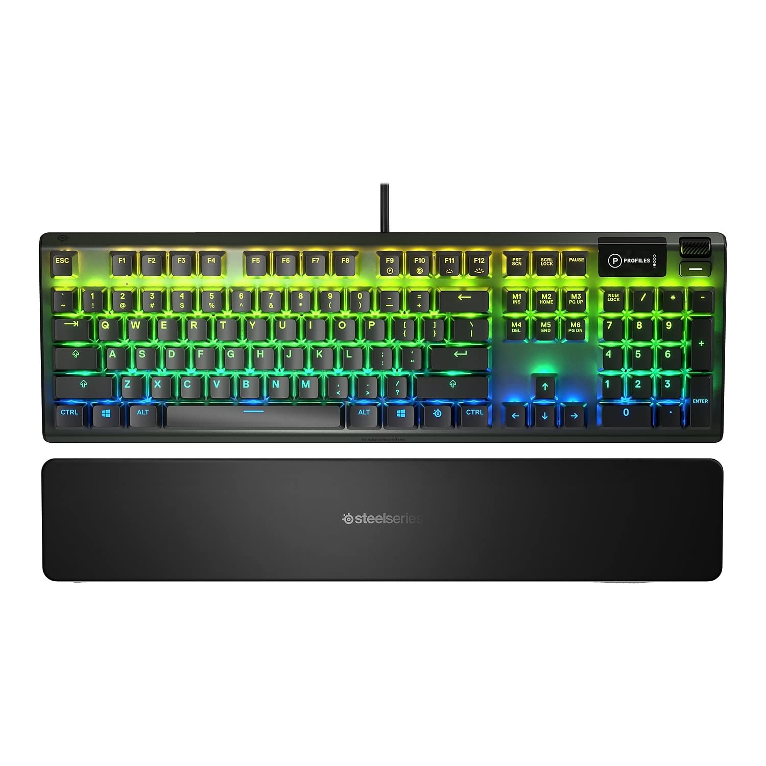 SteelSeries Apex 5 Hybrid Mechanical Gaming Keyboard - RGB Backlit, Aircraft-Grade Aluminum Frame, OLED Display (Blue Switch) - Perfect for PC Gaming, Esports & Office Work