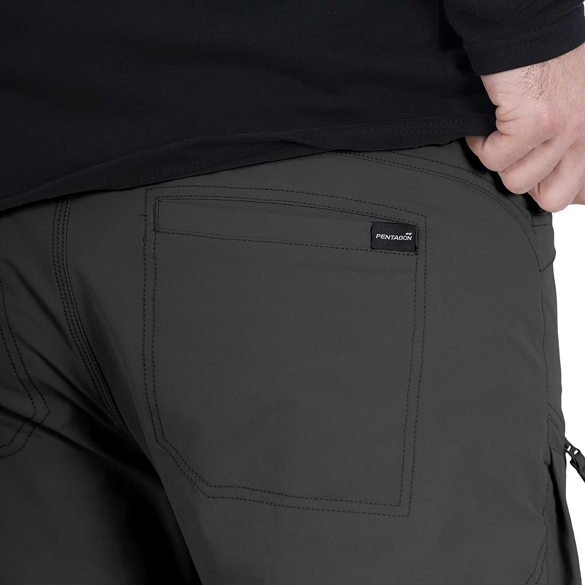 Pentagon Men's Renegade Tropic Pants - Lightweight Quick-Dry Hiking Pants for Outdoor Adventures, Travel & Casual Wear (Black)