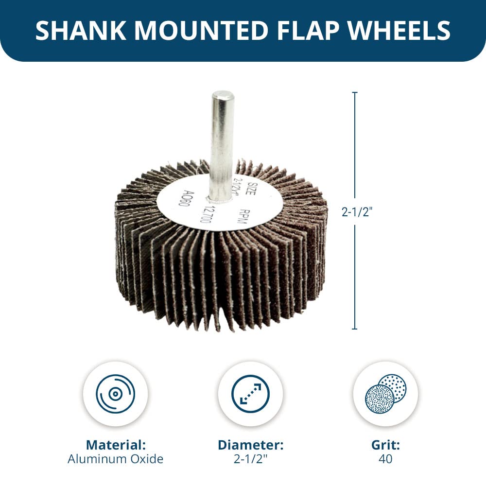 Benchmark Abrasives 10-Pack 2-1/2 Inch Aluminum Oxide Flap Wheel with 1/4
