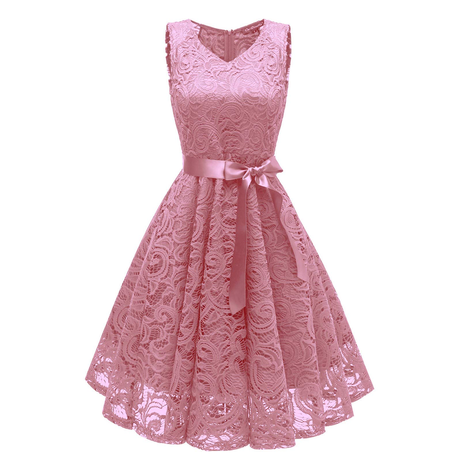Vintage Floral Lace Cocktail Dress for Women - Elegant V-Neck A-Line Swing Party Gown | Perfect for Formal Events, Weddings, and Evening Occasions