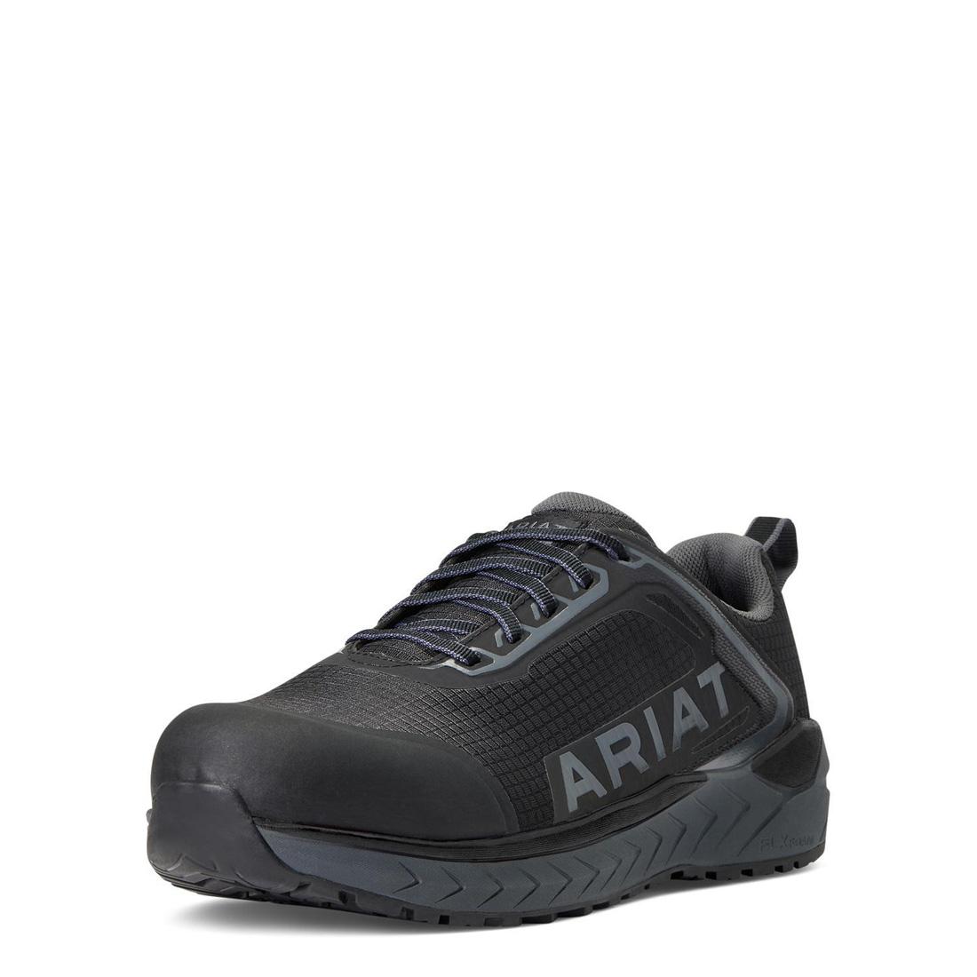 Outpace Composite Toe Work Shoes for Men - Lightweight Safety Boots with Slip Resistant & Electrical Hazard Protection - Perfect for Construction, Warehouse & Industrial Work (Black)