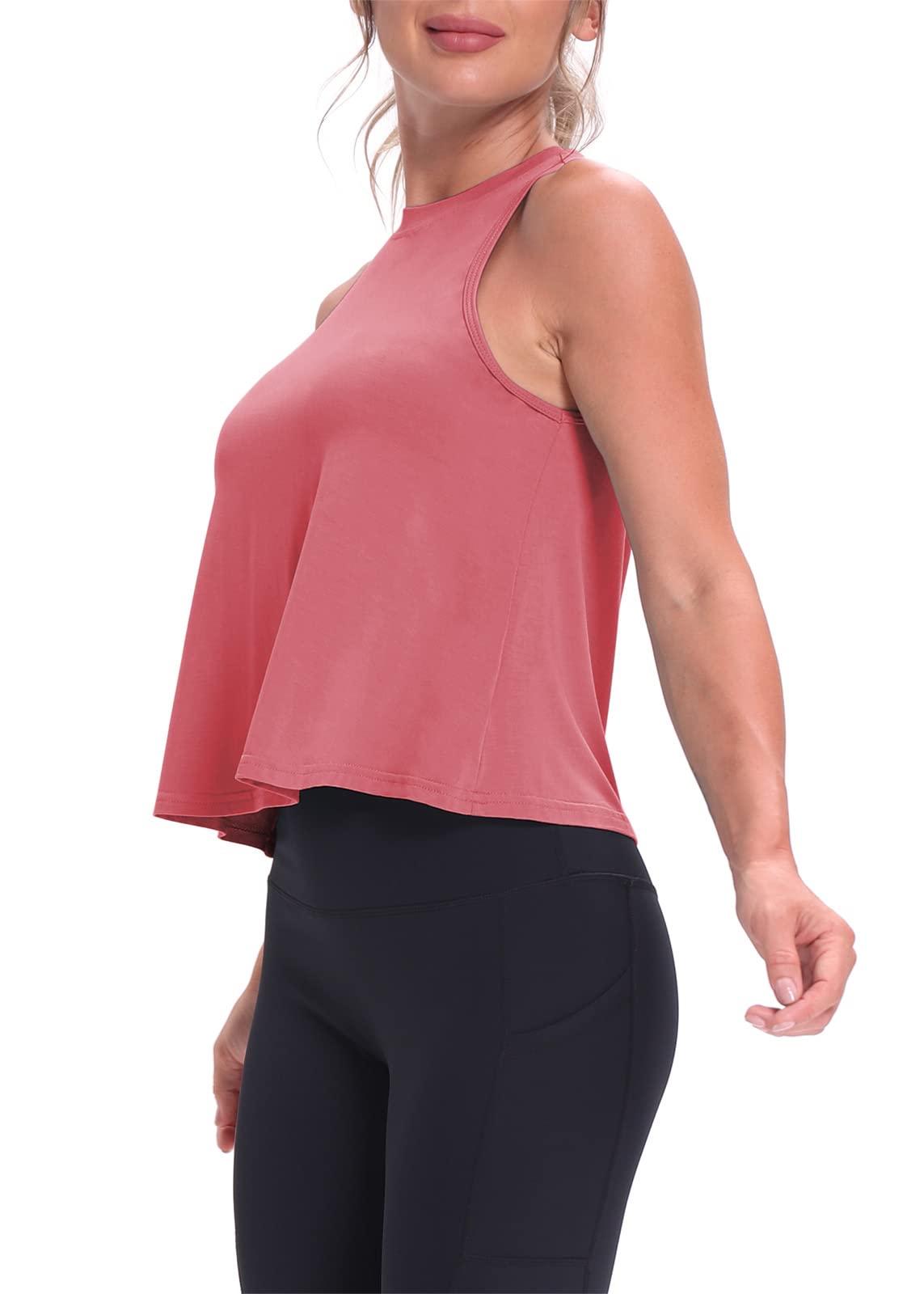 Women's Mippo Crop Tops - Breathable Workout Shirts & Flowy Cropped Tank Tops for Yoga, Running & Gym - Athletic Summer Fashion Tops