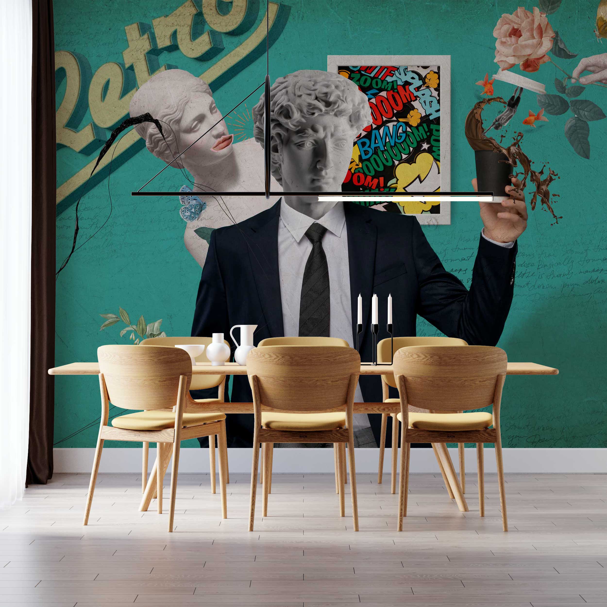 David Statue Wallpaper Mural - Classic Renaissance Art Wall Decoration for Living Room, Bedroom & Office | Peel and Stick Removable Wallpaper