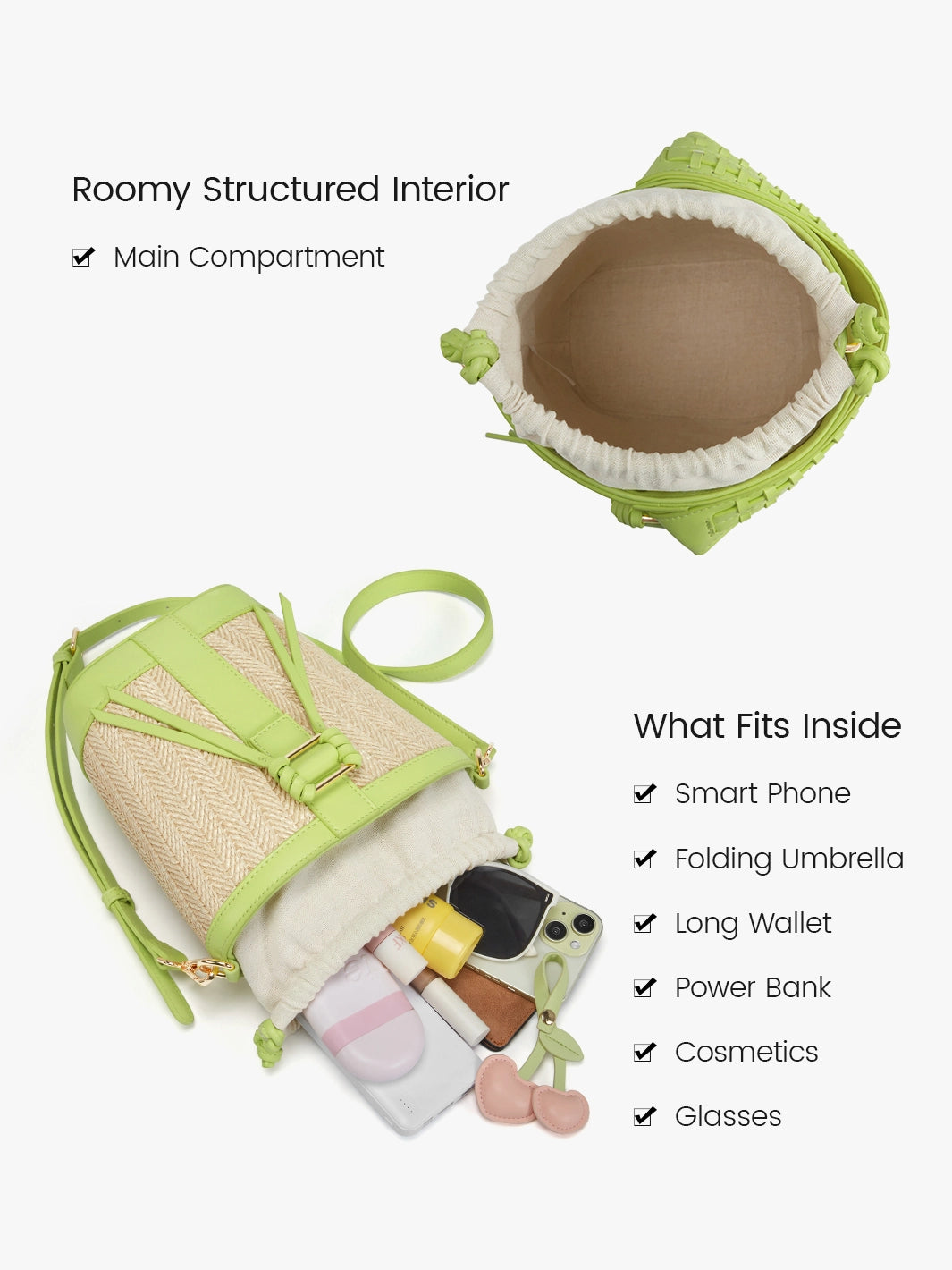 Stylish Marina Raffia Straw Bucket Bag for Women - Summer Beach Tote, Boho Chic Handbag for Travel, Shopping & Outdoor Activities