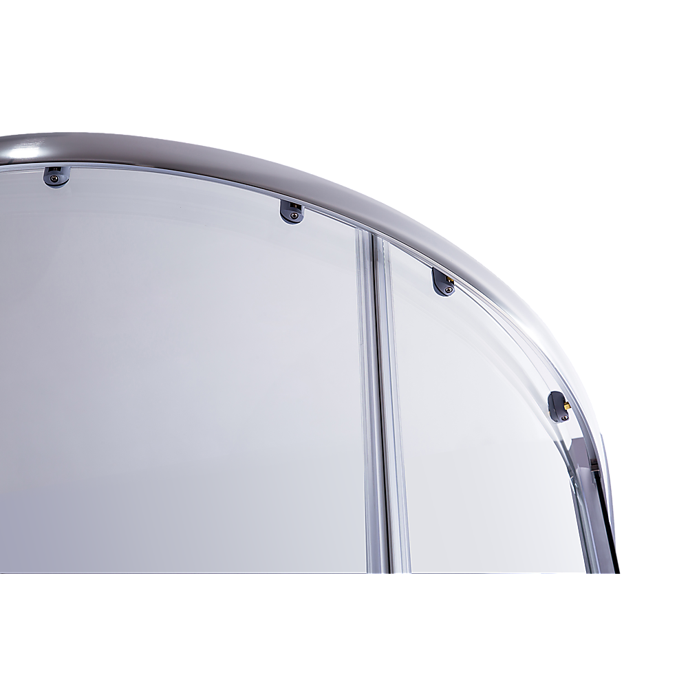6mm Chrome Curved Shower Screen - 100x100cm Rounded Sliding Glass Door with Black Base for Modern Bathroom & Spa Style Showers