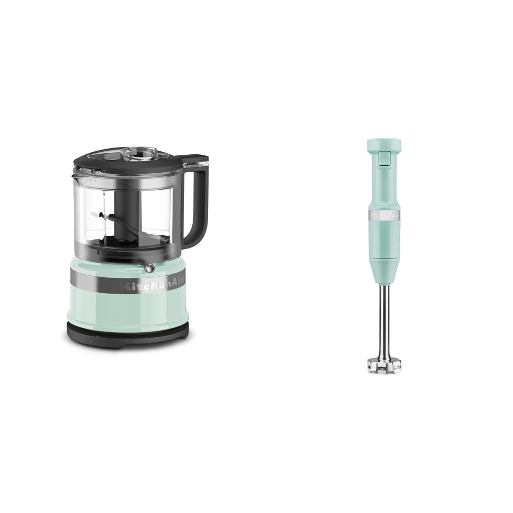 KitchenAid KFC3516IC 3.5 Cup Food Chopper & KHBV53IC Variable Speed Hand Blender Set - Perfect for Chopping Vegetables, Mixing Sauces, and Making Smoothies at Home