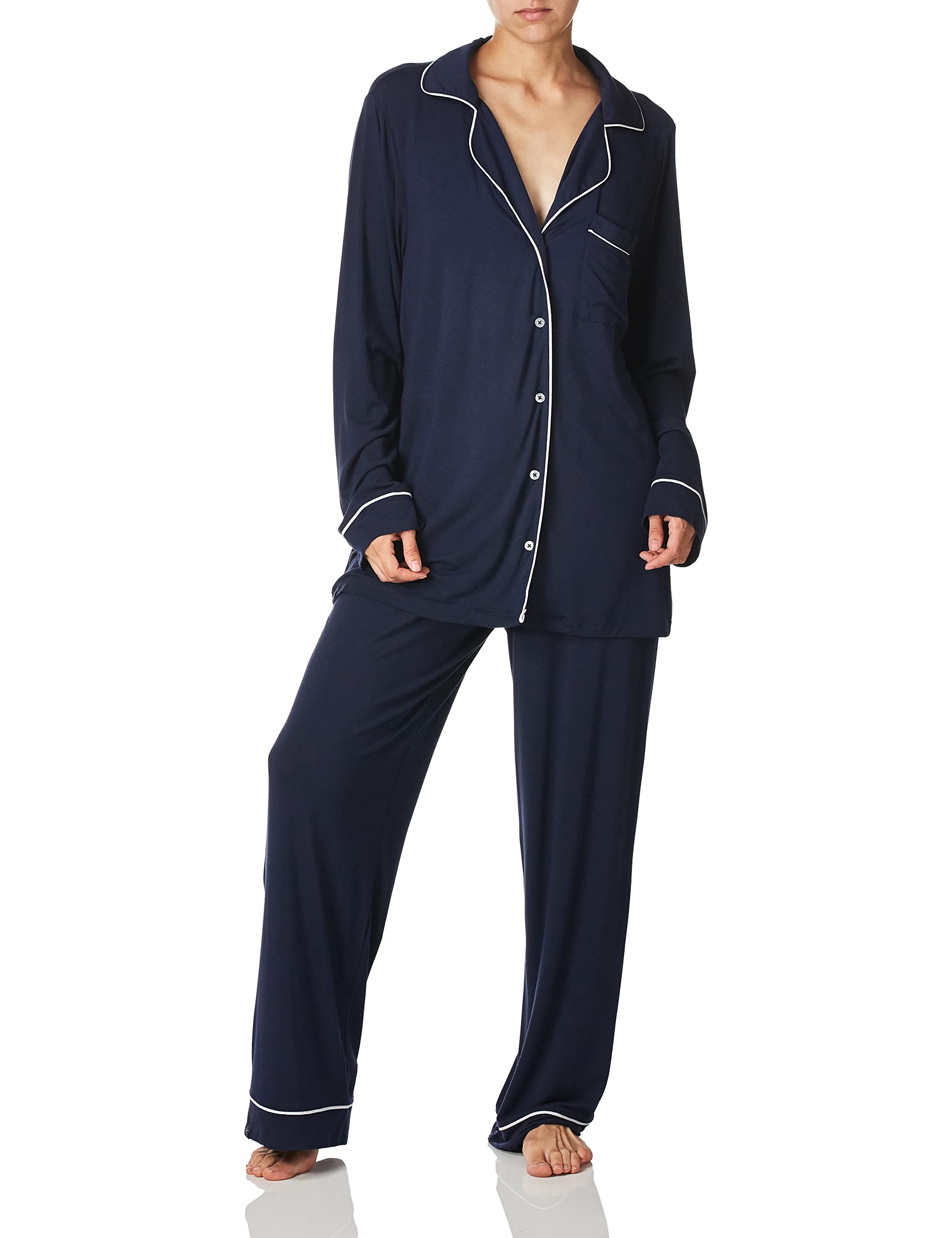 Barefoot Dreams Luxe Milk Jersey Piped Pajama Set - Ultra Soft Women's Sleepwear for Cozy Nights & Relaxation at Home