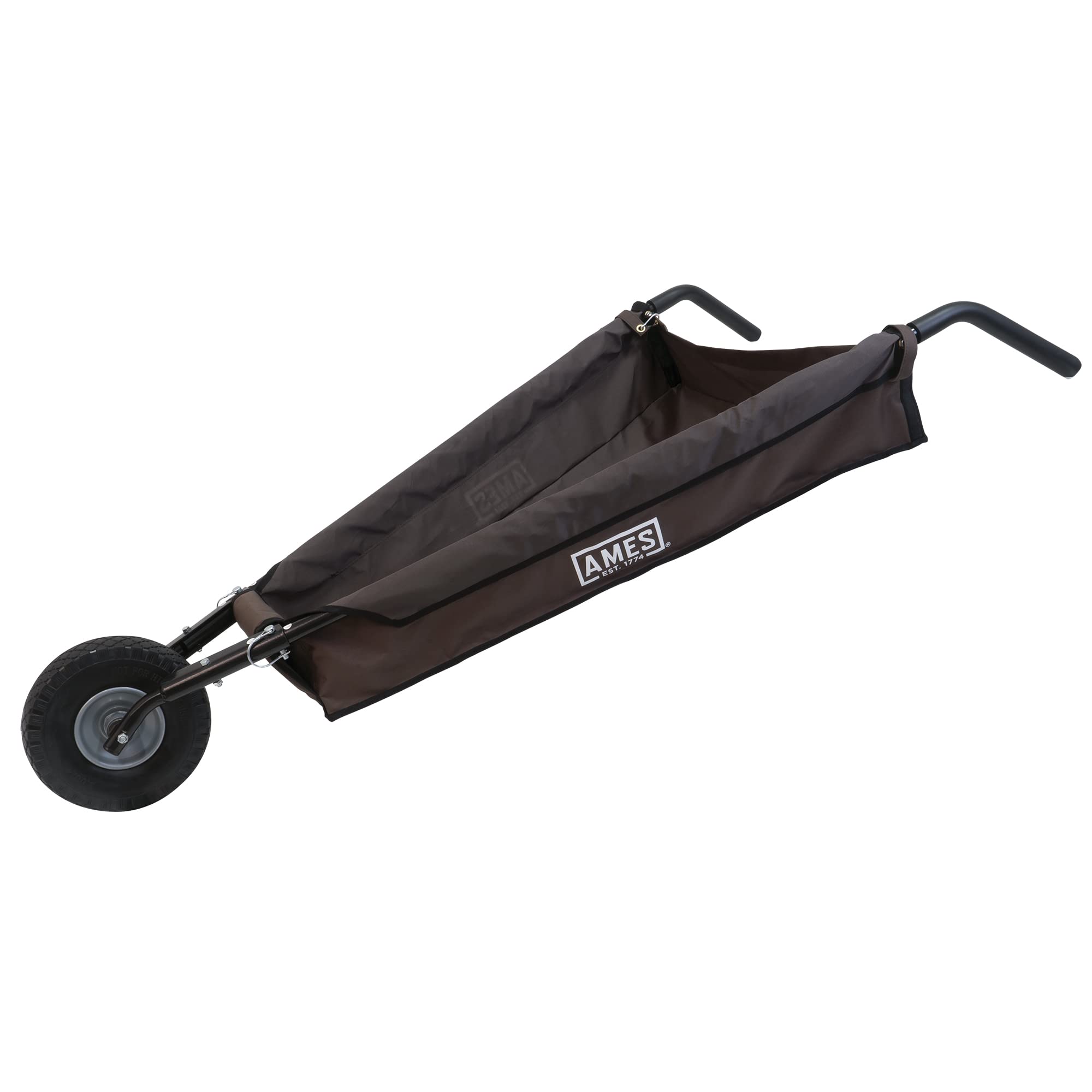 AMES Heavy Duty Folding Wheelbarrow - Lightweight Single Tire Yard Cart for Garden, Lawn & Landscaping - Perfect for Transporting Leaves, Mulch, Soil & Gardening Supplies