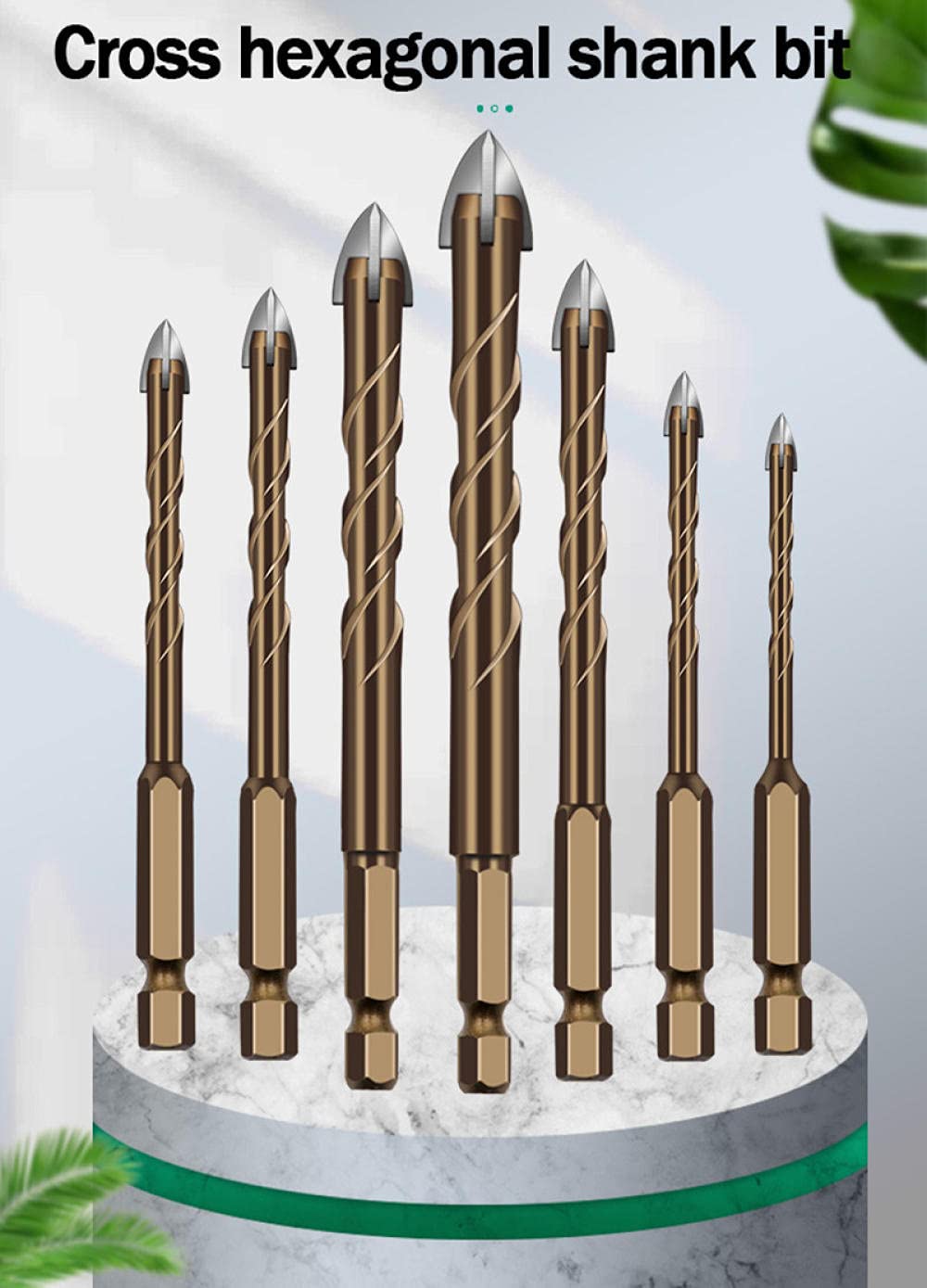 High-Performance Cross Alloy Drill Bit Set with Hex Handle & Spiral Groove - 4 Blades for Tile, Glass, Ceramics, Plastic & Steel (6MM) - Perfect for Home DIY Projects, Construction & Metalworking