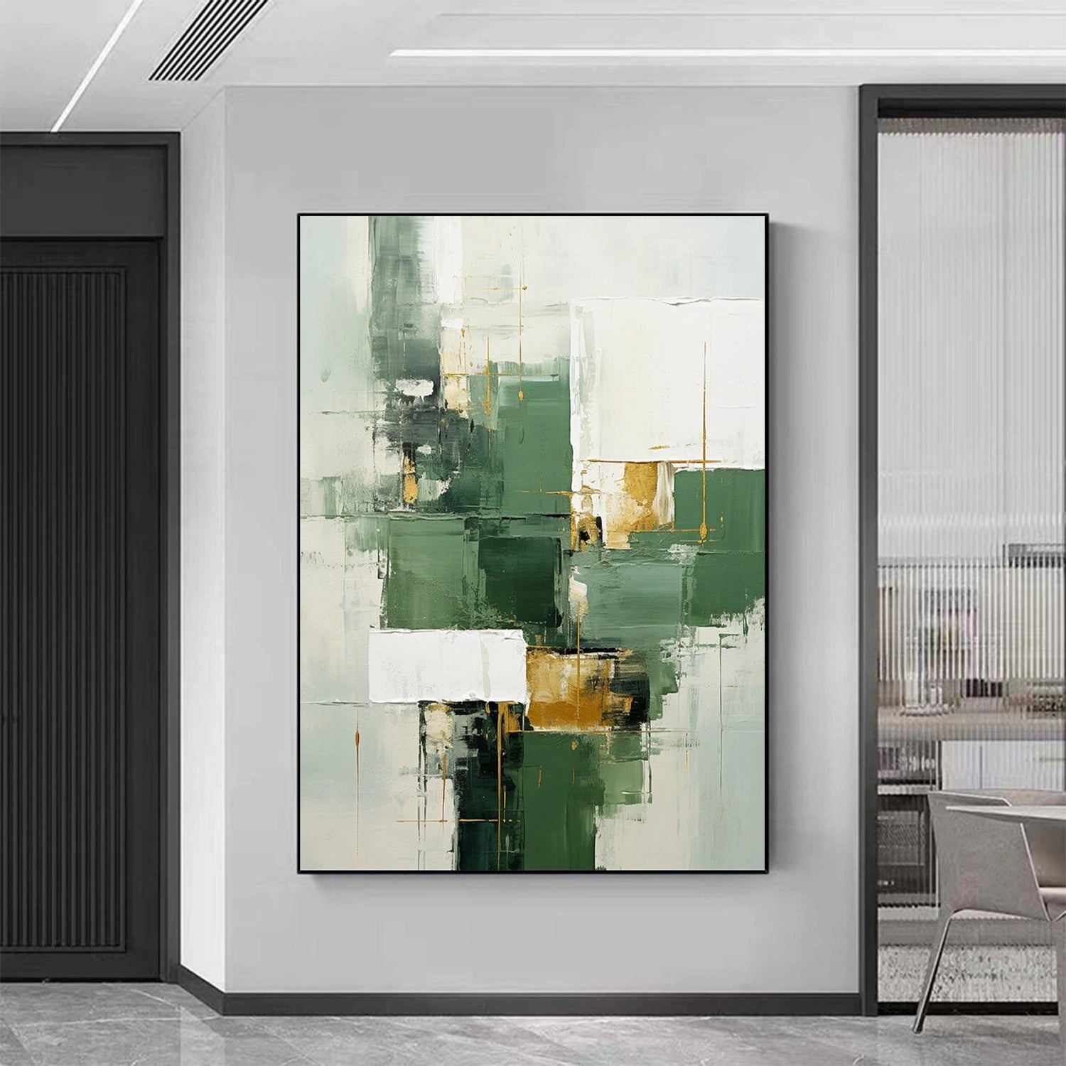 Blue & Green Abstract Wall Art Print #BG105 - Modern Canvas Painting for Living Room, Bedroom & Office Decor