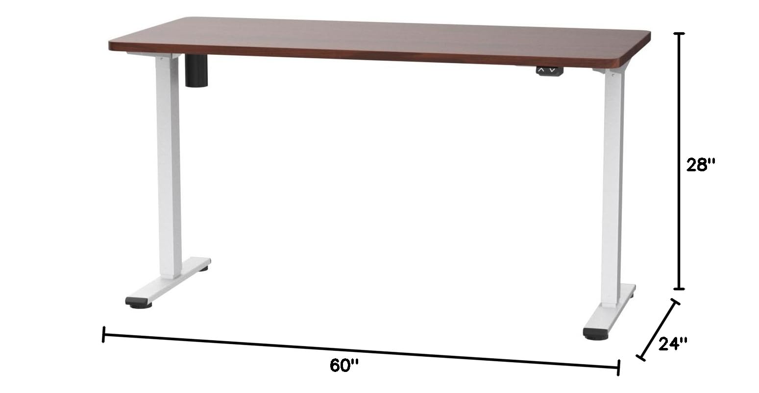 FLEXISPOT EN1 Electric Standing Desk 60x24 Inches - Adjustable Height Sit Stand Desk for Home Office, White Frame & Mahogany Desktop (2 Packages) | Ergonomic Workstation for Remote Work & Gaming Setup