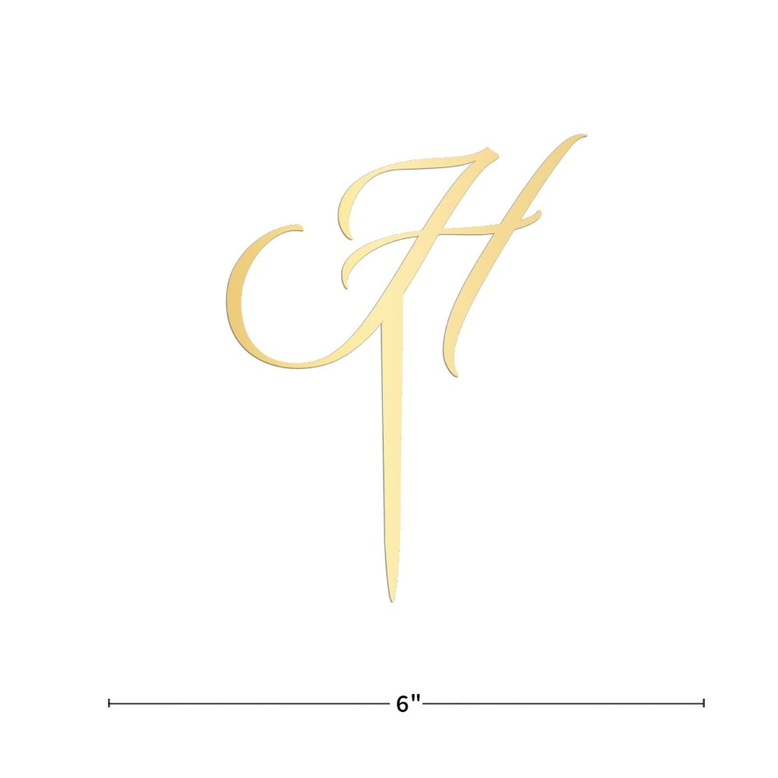 Personalized Acrylic Glitter Gold Letter H Cake Topper - Rustic Wedding, Anniversary, Engagement Party Decor - Custom Initials for Cakes, Cupcakes & Desserts - Perfect for Celebrations & Special Occasions
