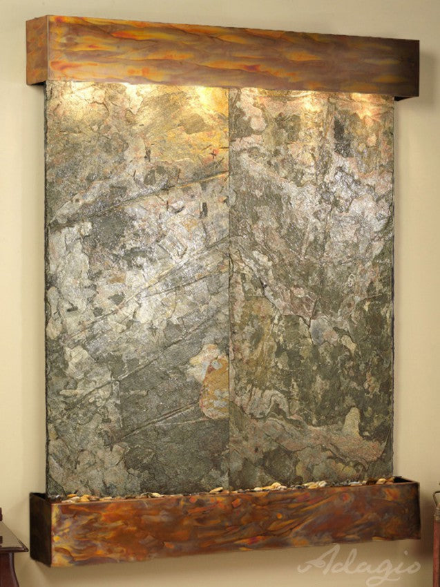 Adagio Majestic River Square Rustic Copper Green Natural Slate Tile MRS1002 - Perfect for Kitchen Backsplash, Bathroom Walls & Fireplace Surrounds