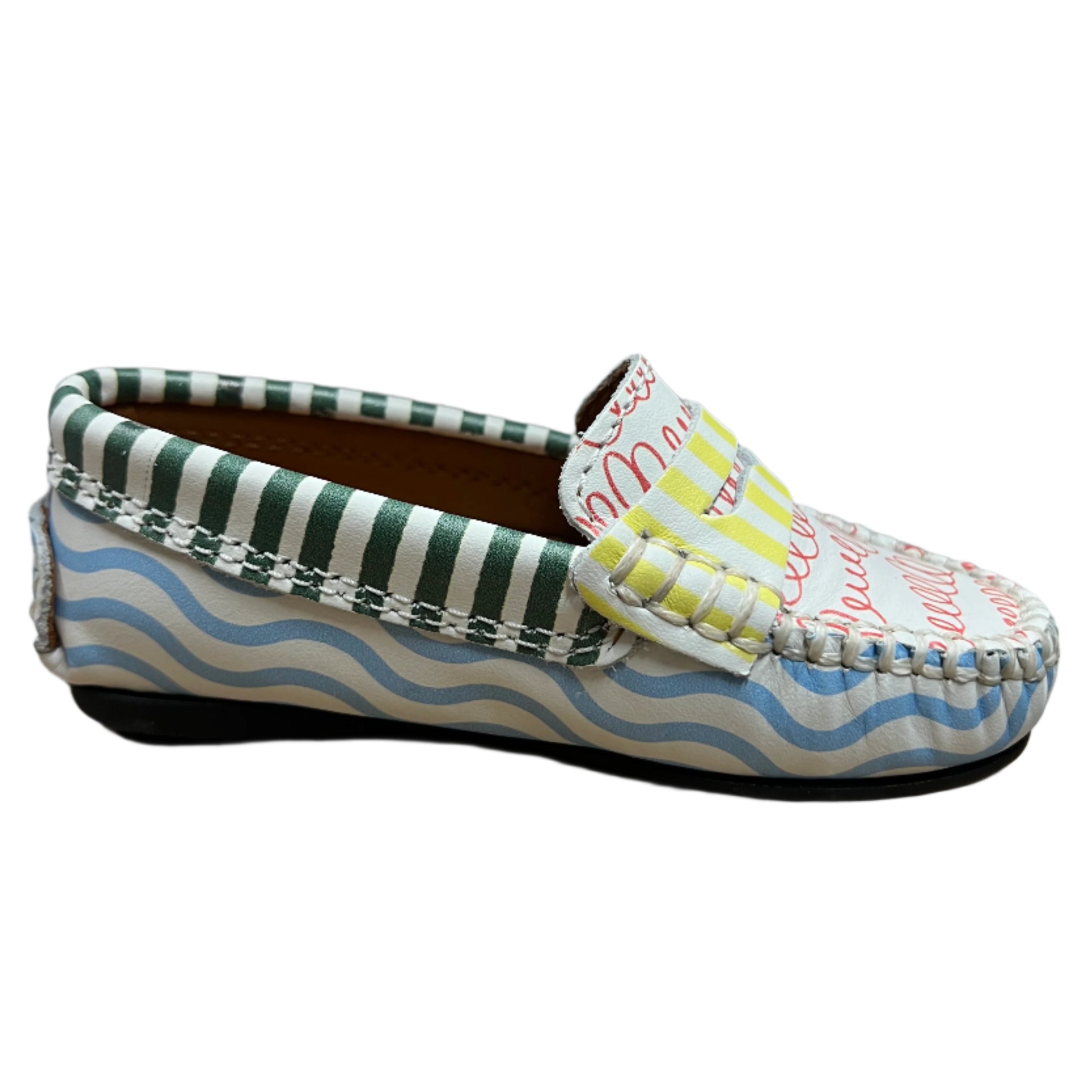 Atlanta Moccasin Boys & Girls Original 032 Penny Loafers - Wave Blue Print | Comfortable School Shoes for Kids, Casual Wear & Special Occasions