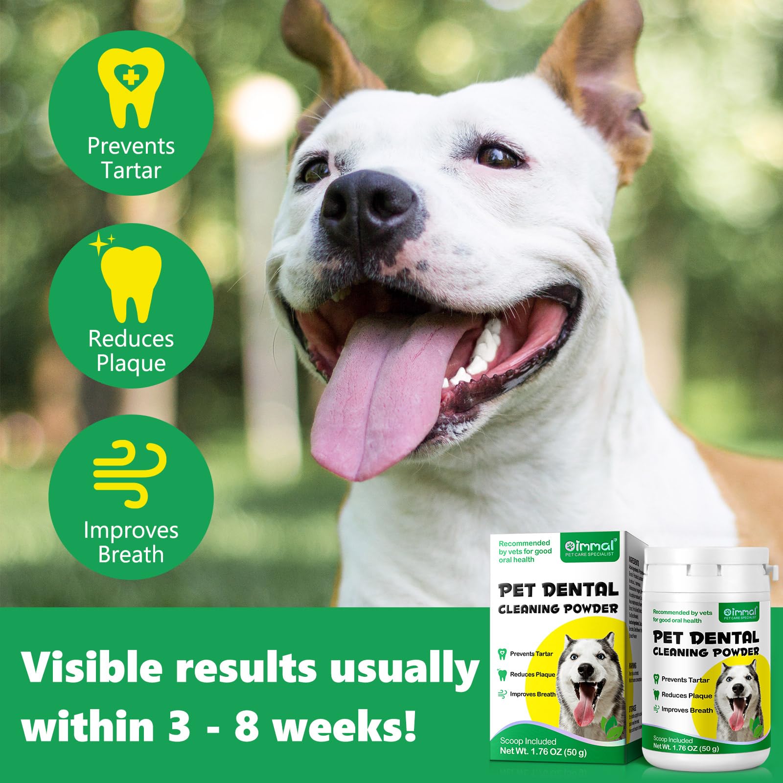 2 Pack Dog Teeth Cleaning Powder with Probiotics - Freshens Dog Breath, Reduces Plaque & Tartar - Dental Powder for Small, Medium & Large Dogs (50g) - Ideal for Daily Oral Care & Bad Breath Prevention