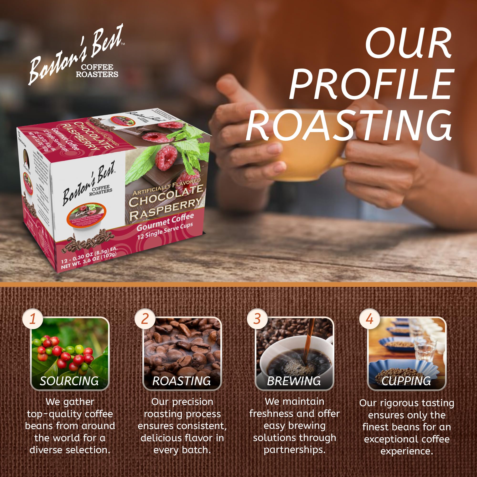 Boston’s Best Chocolate Raspberry Flavored Medium Roast Gourmet Coffee Pods - 12 Single Serve K-Cups for Keurig Brewers | Perfect for Office, Home & Morning Coffee Break