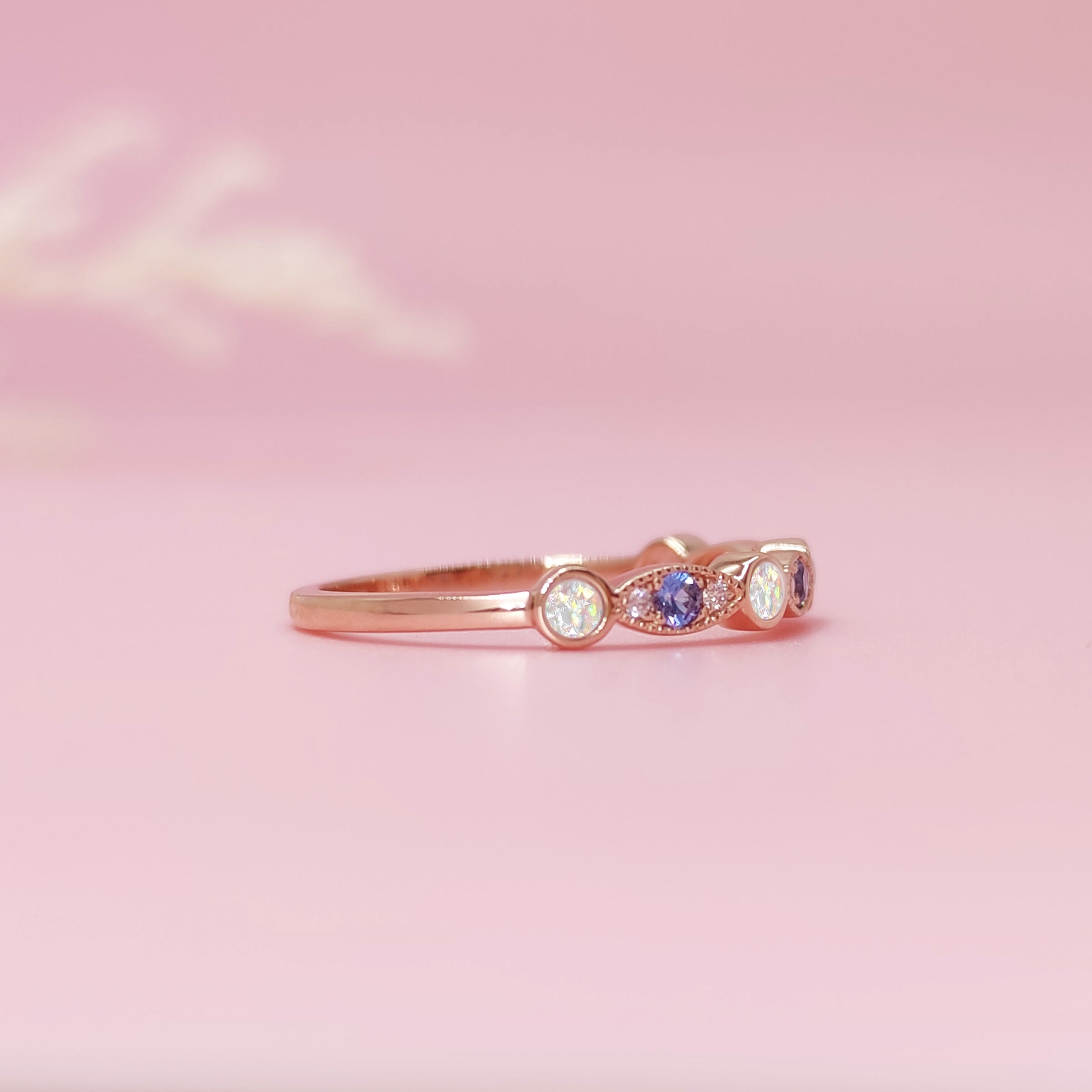 NurtureGlow Solid Gold Birthstone Stackable Ring for Ashes - Perfect Memorial Jewelry for Loved Ones | Elegant Stackable Rings for Everyday Wear or Special Occasions