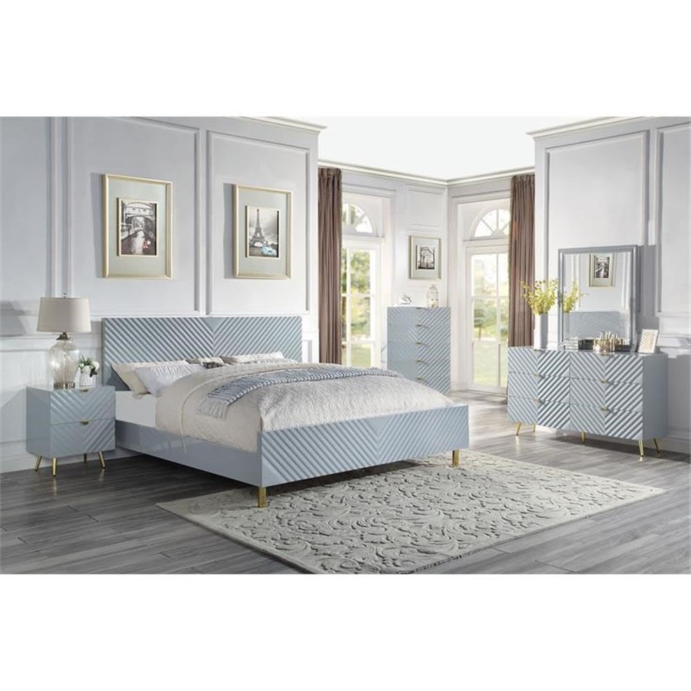 Acme 6-Drawer Gray High Gloss Dresser - Modern Bedroom Furniture for Storage & Organization | Perfect for Master Bedroom, Guest Room & Dorm Decor