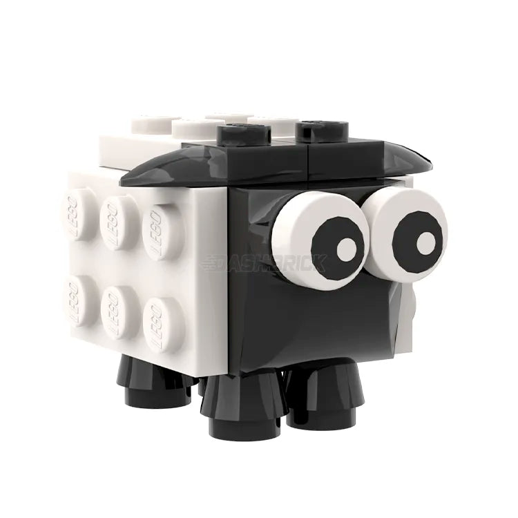 LEGO Brick Sheep Baaabara Black and White MiniMOC - Creative Building Toy for Kids & Collectors - Perfect for Farm Animal Scenes, LEGO Displays & Gift Giving