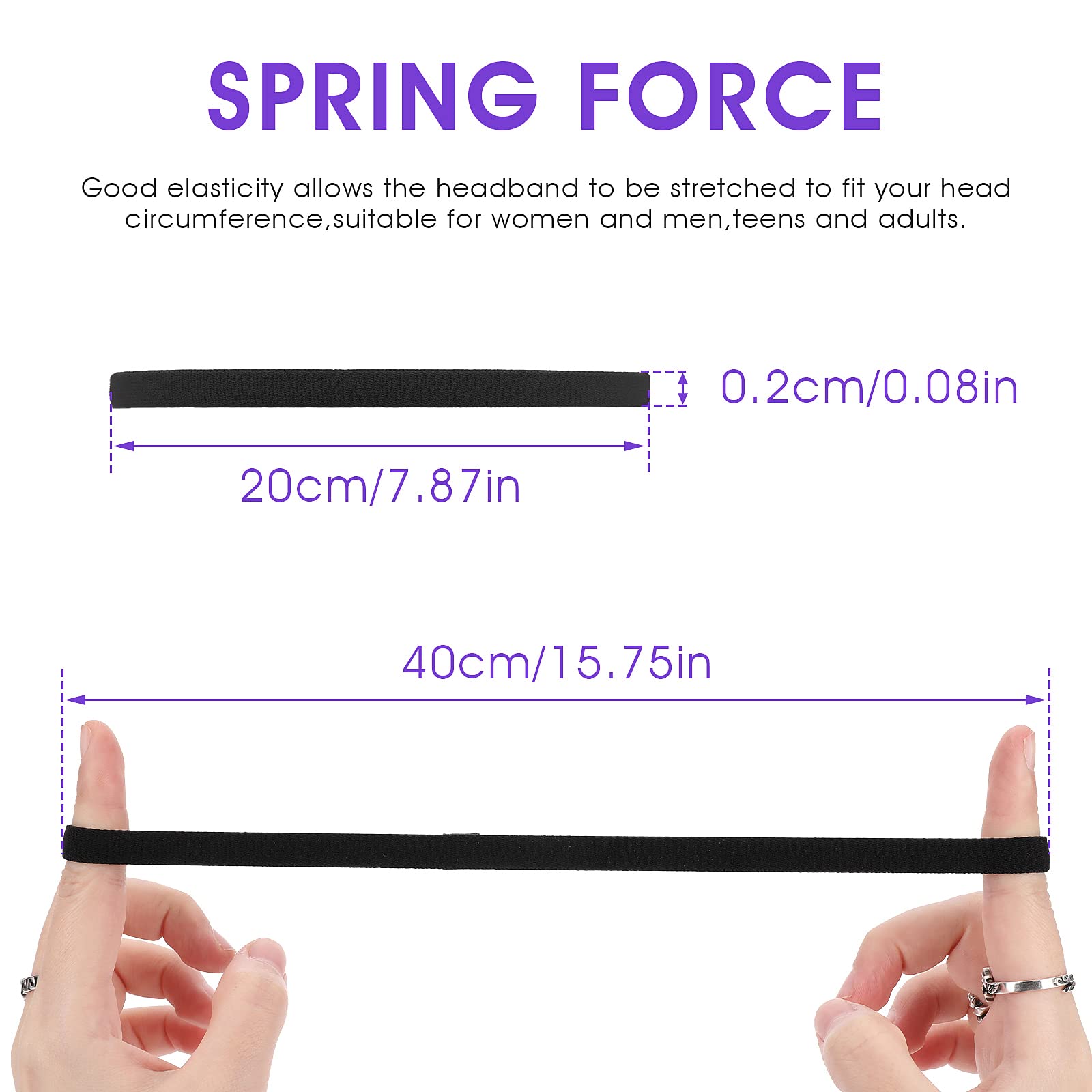 Sibba 4-Pack Non-Slip Silicone Grip Athletic Headbands - Thin Elastic Sports Hair Bands for Men, Women, Boys & Girls - Perfect for Yoga, Running, Soccer & Workout Sweat Protection
