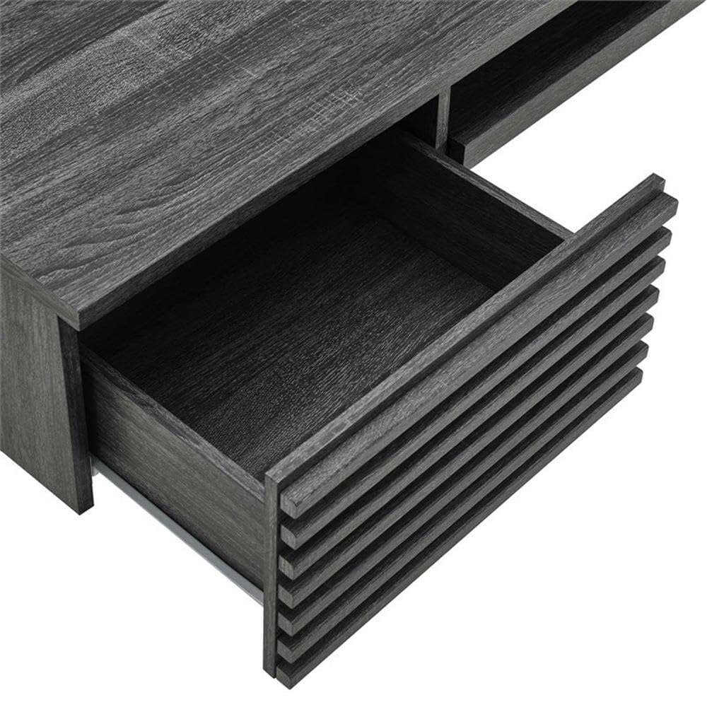 Modway Render Mid-Century Modern Wall Mount Floating Desk - Charcoal Finish | Space-Saving Home Office & Small Apartment Workstation