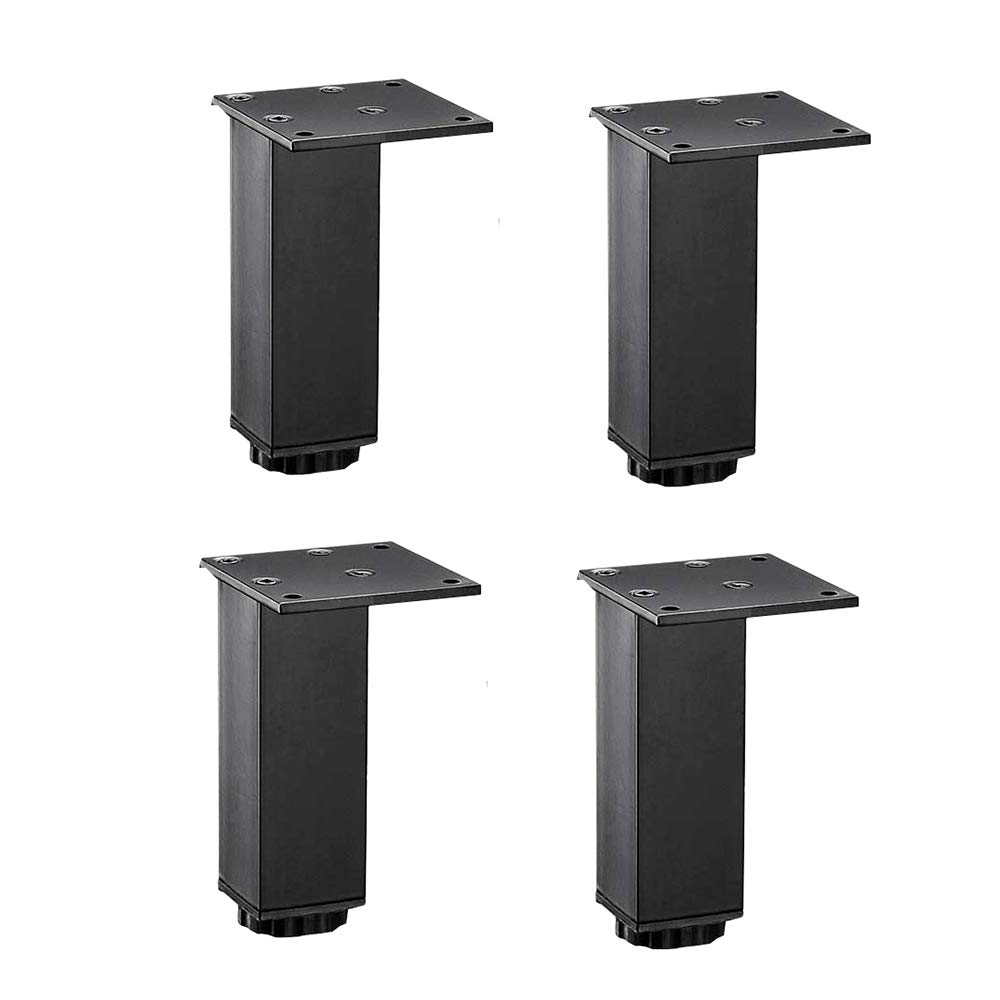 Adjustable Metal Aluminum Alloy Furniture Legs - Sofa Feet Replacement Set of 4 for DIY TV Cabinet, Bathroom Cabinet & Bed - 20cm Black with Screws - Perfect for Home Renovation & Furniture Upgrades