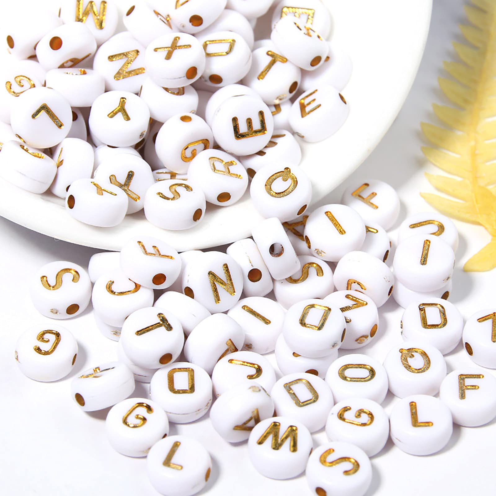 100 Pcs Alphabet Beads for Jewelry Making - DIY Heart Round Acrylic Resin Letter Charm Beads Kit, Gold-A 4x7mm Decorative Beads for Bracelets, Necklaces, Earrings - Perfect for Gifts & Craft Projects