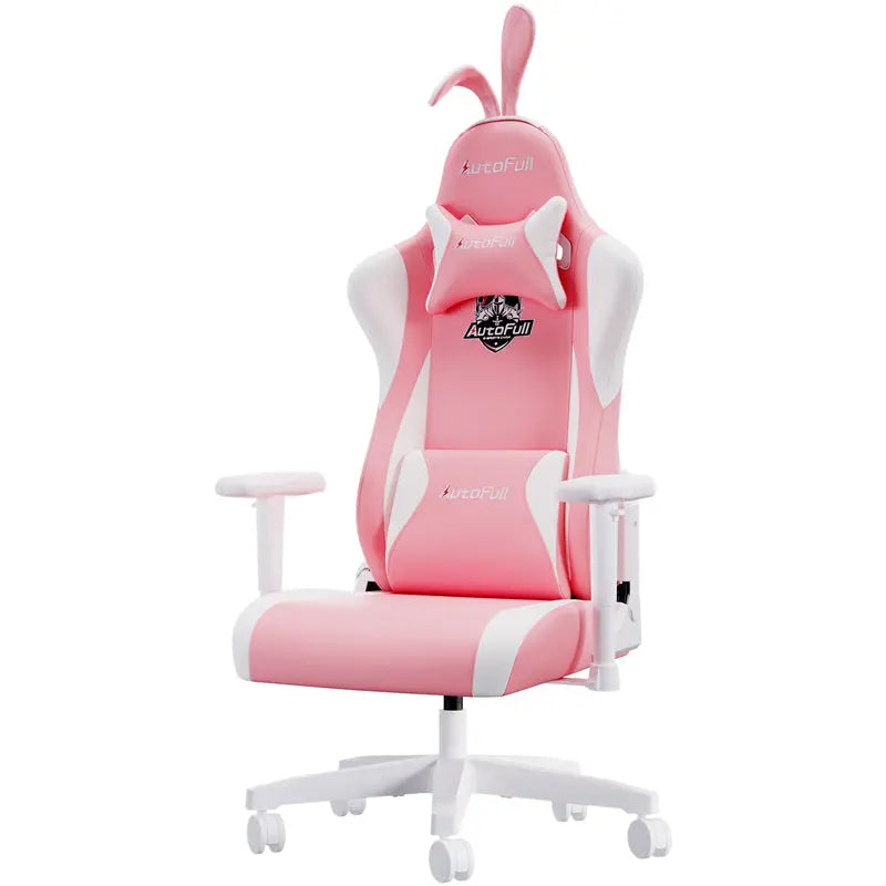 AutoFull C2 Pink Bunny Gaming Chair - Ergonomic Racing Style Computer Chair with Lumbar Support for Women & Girls - Perfect for Gaming, Streaming, Office & Home Workspace
