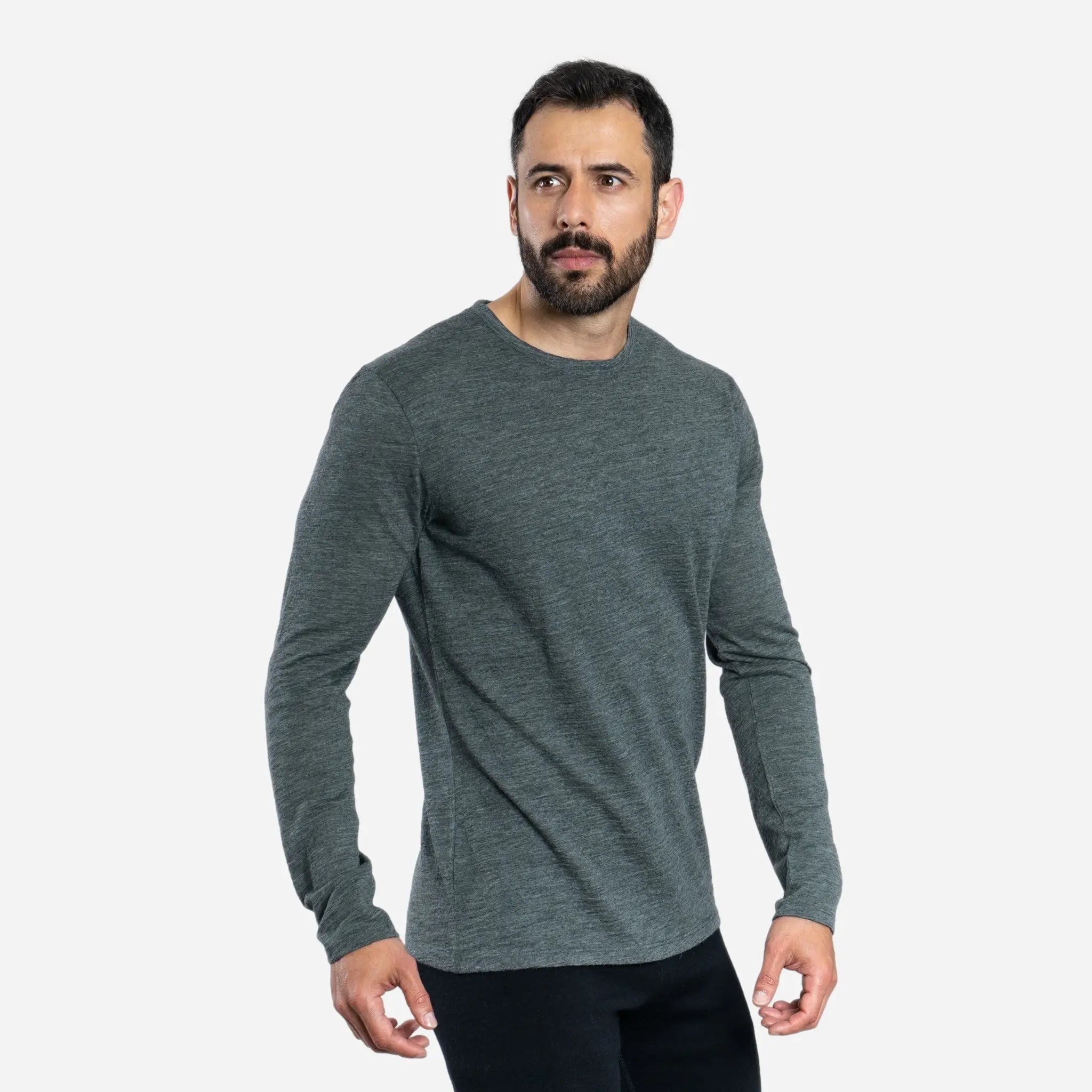 Premium Men's Alpaca Wool Long Sleeve T-Shirt - 160 Ultralight Thermal Base Layer for Hiking, Camping & Winter Outdoor Activities