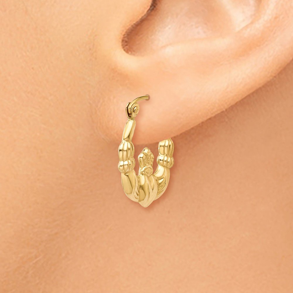 14K Yellow Gold Polished Claddagh Hoop Earrings - 10mm x 2mm Irish Celtic Love Knot Jewelry - Perfect for St. Patrick's Day, Weddings & Gifts