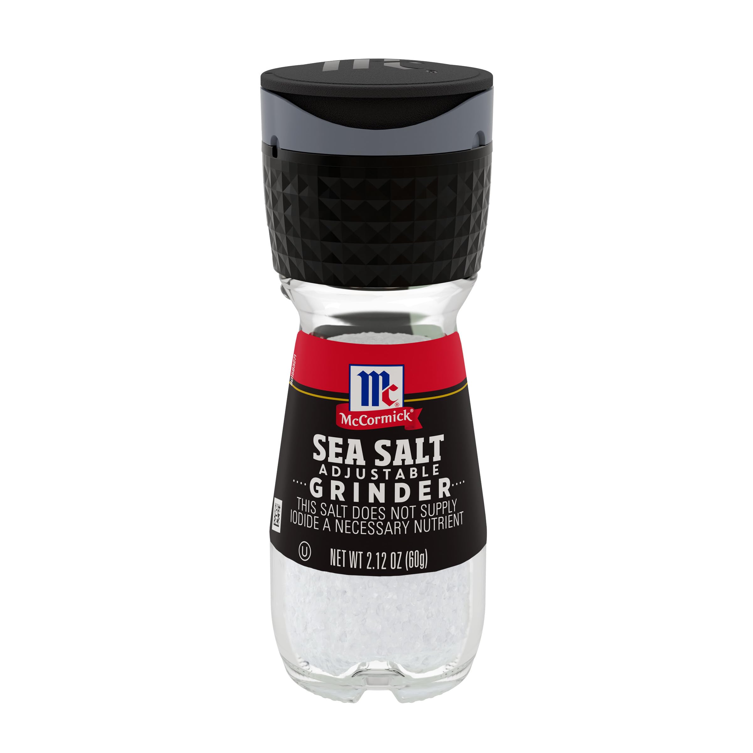 McCormick Sea Salt Grinder Refillable - 2.12 oz (60g) Coarse Gourmet Salt for Cooking, Baking & Seasoning | Perfect for Kitchen, BBQ & Table Use