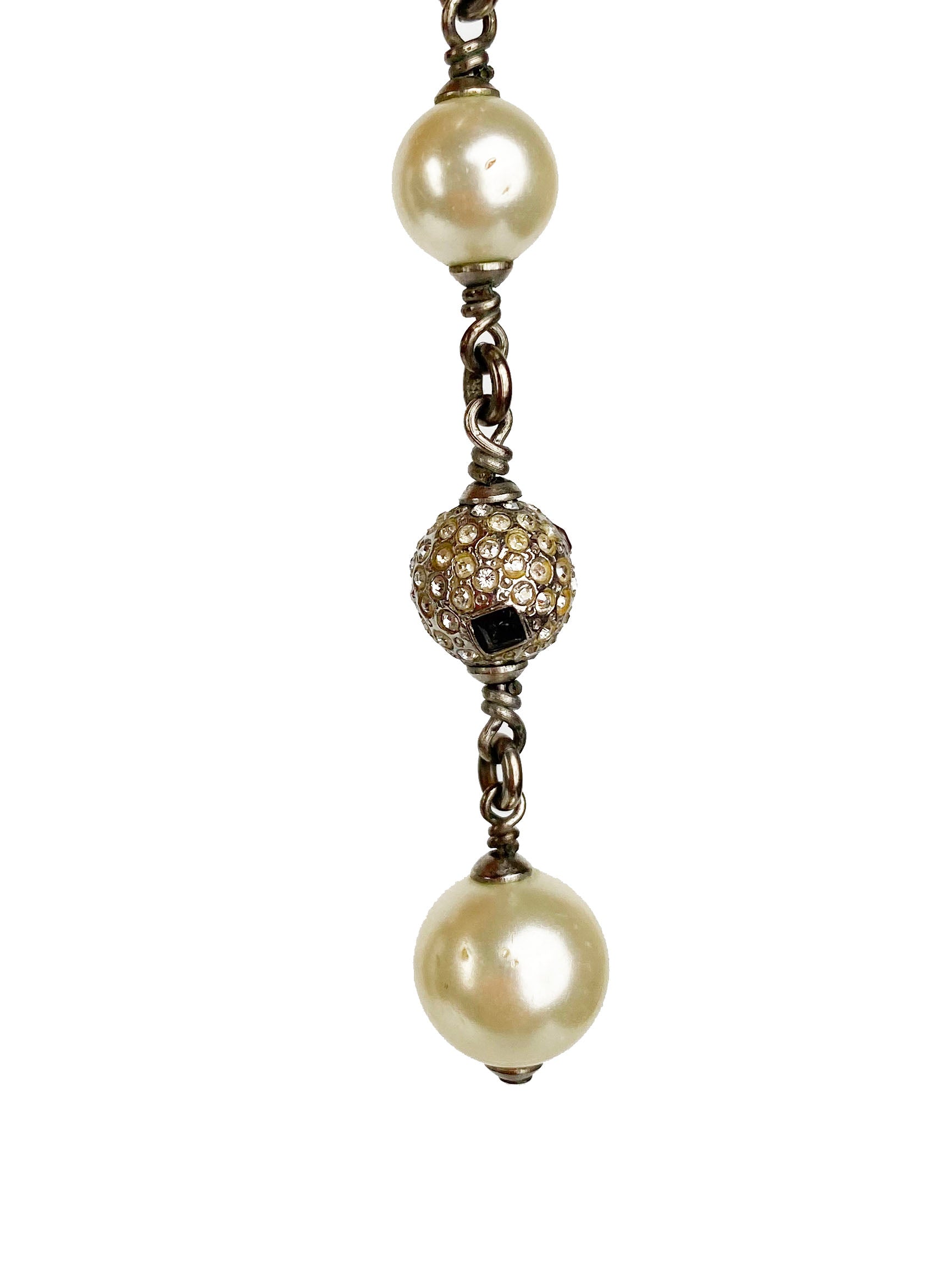 Chanel CC Crystal & Pearl Ball Drop Earrings for Women - Luxury Fashion Jewelry Gift for Birthday, Anniversary & Special Occasions | Elegant Party & Evening Wear Accessories