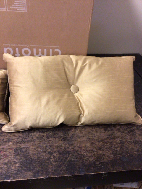 Luxury Gold Silk Button Center Pillow - Elegant Decorative Throw Pillow for Sofa, Bed, Living Room - Perfect for Home Decor, Wedding Gifts & Interior Design