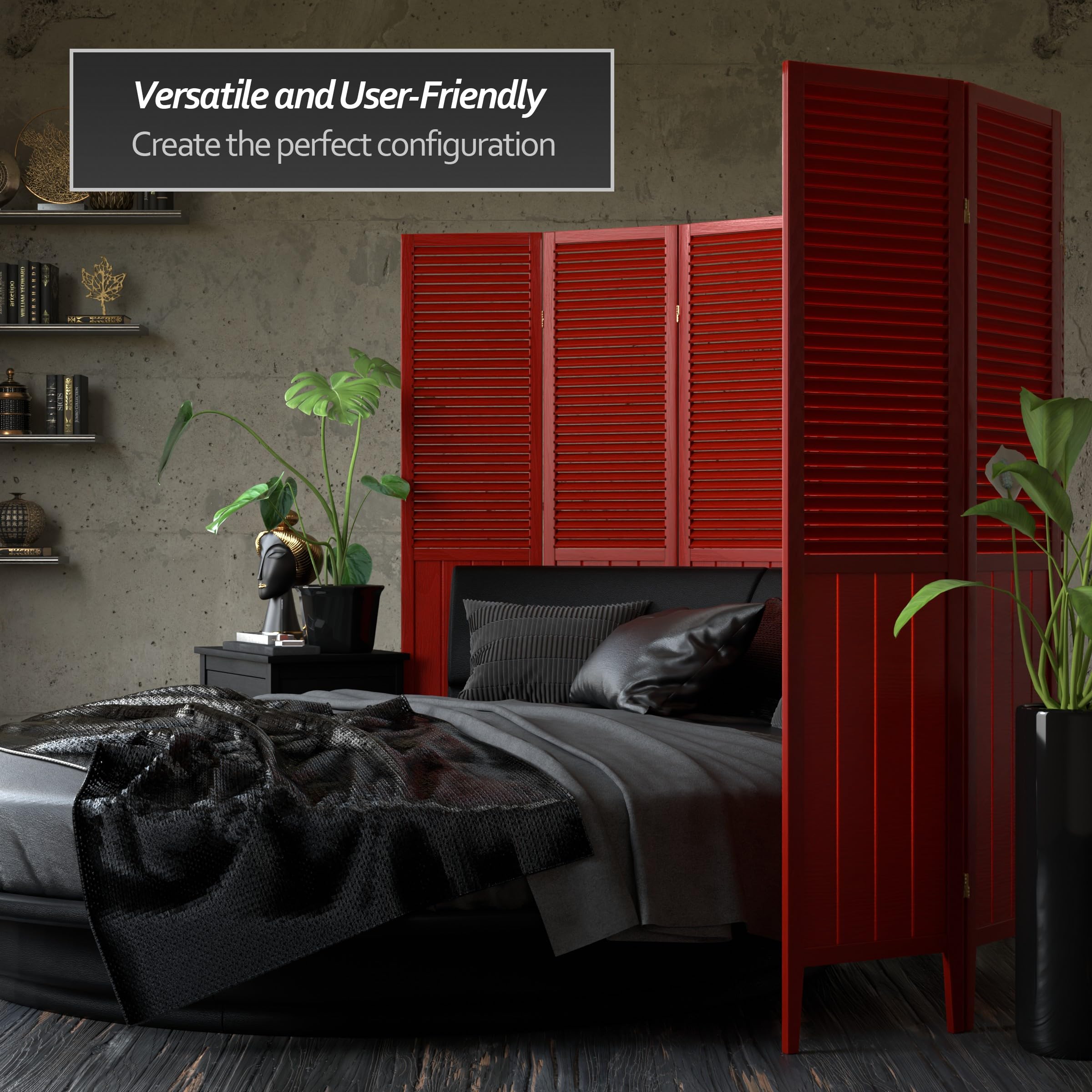 Red Lantern SS-BEAD-Rosewood-3P 3-Panel Rosewood Room Divider Screen - Perfect for Home Decor, Office Partition & Asian-Themed Interior Design