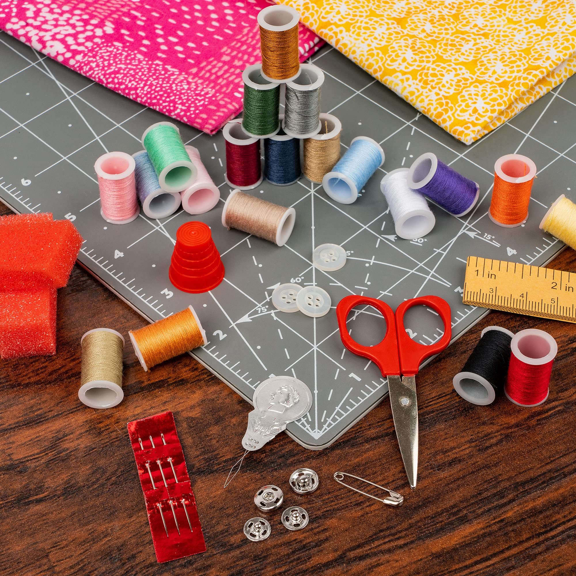 Portable Singer Sewing Kit with Travel Storage Box - Essential Sewing Supplies for Travel, Home & Emergency Repairs - Perfect for DIY, Crafts & Quick Fixes on the Go