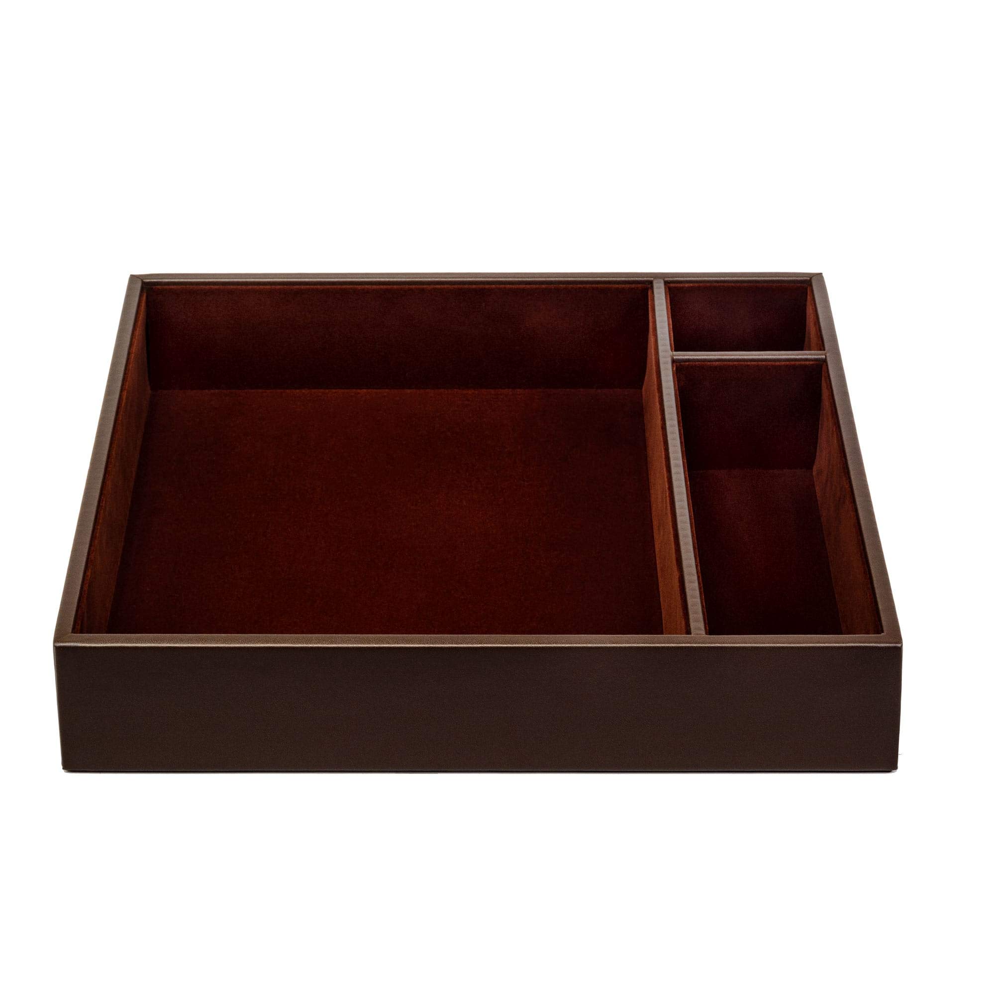 Premium Dacasso Chocolate Brown Leather Desk Organizer Tray (A3440) - Stylish Office Accessory for Conference Rooms, Desks & Home Offices