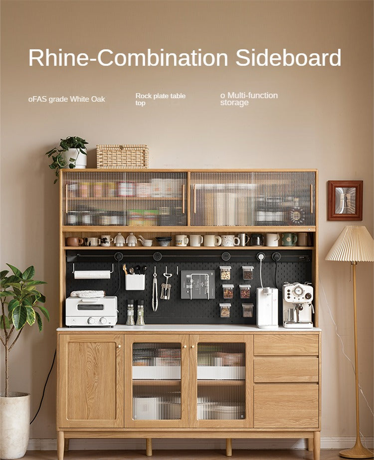 Solid Oak Wood Rock Plate Storage Cabinet - High Capacity Organizer for Kitchen, Living Room, or Office