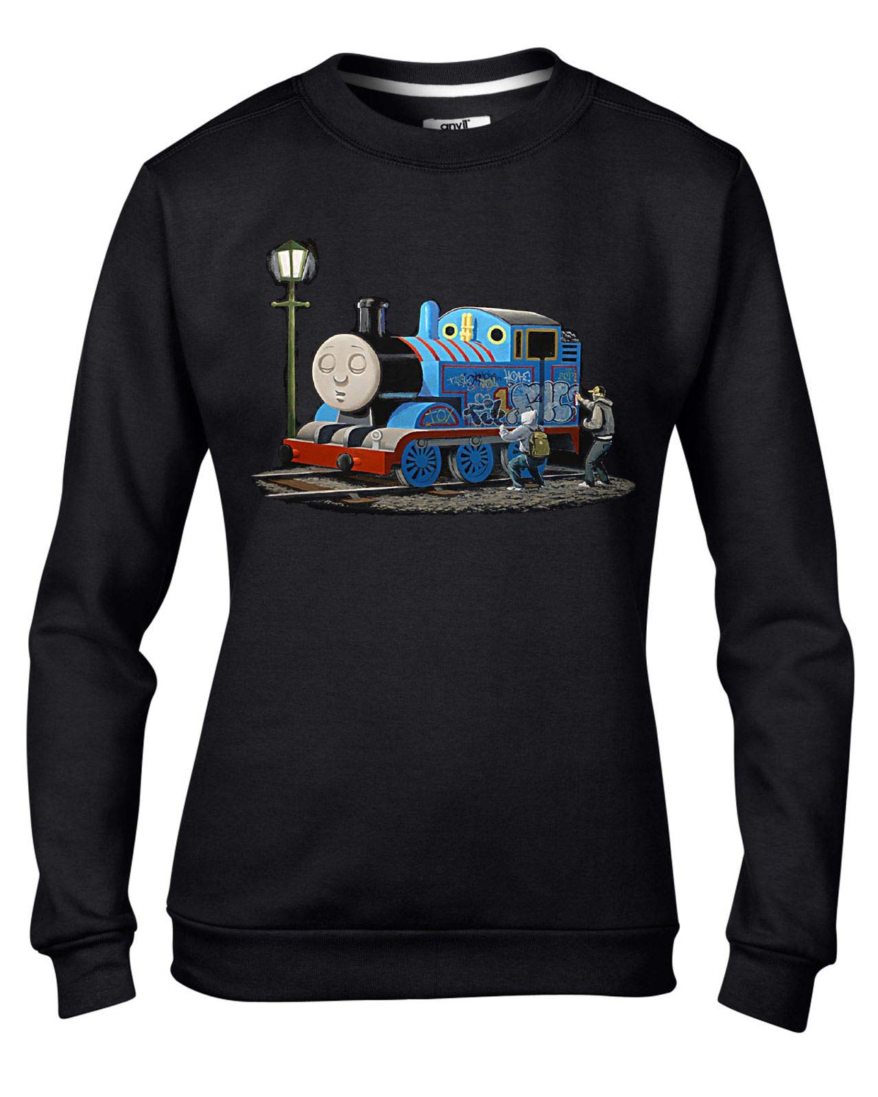 Banksy Thomas The Tank Engine Graffiti Women's Sweatshirt - Vintage Street Art Tribal T-Shirt for Women - Casual Pullover Jumper for Streetwear & Urban Fashion Lovers