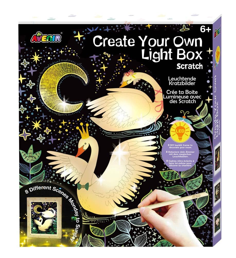 Luminous Scratch Art Kit for Kids Ages 6+ - DIY Light Box with Scratch Templates, Creative Craft Set for Children - Perfect for Birthday Gifts, Classroom Activities & Home Decor