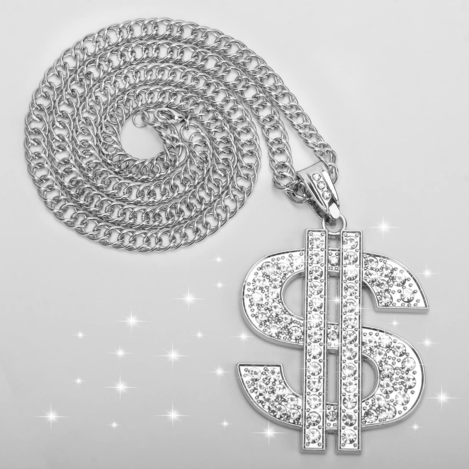 AHIER 18K Gold Plated Dollar Sign Hip Hop Chain Necklace for Men - 30 Inch Rotatable Lion Head Pendant | Perfect for Streetwear, Rap Performances & Urban Fashion Accessories