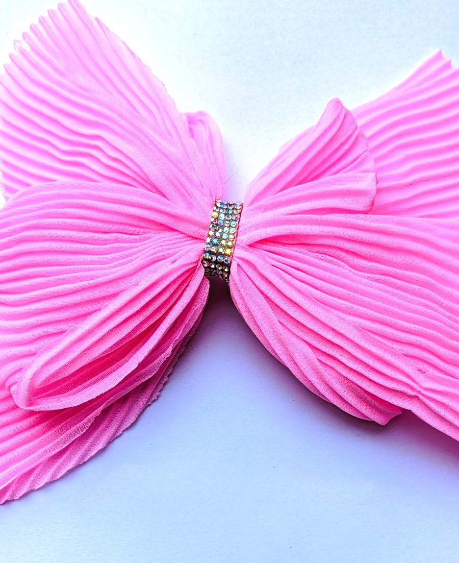 VSAKSH Large Rhinestone Bow Hair Clip for Women - Strong Hold Hair Barrettes with Long Ribbon, Elegant Hair Accessories for Parties, Weddings & Daily Wear