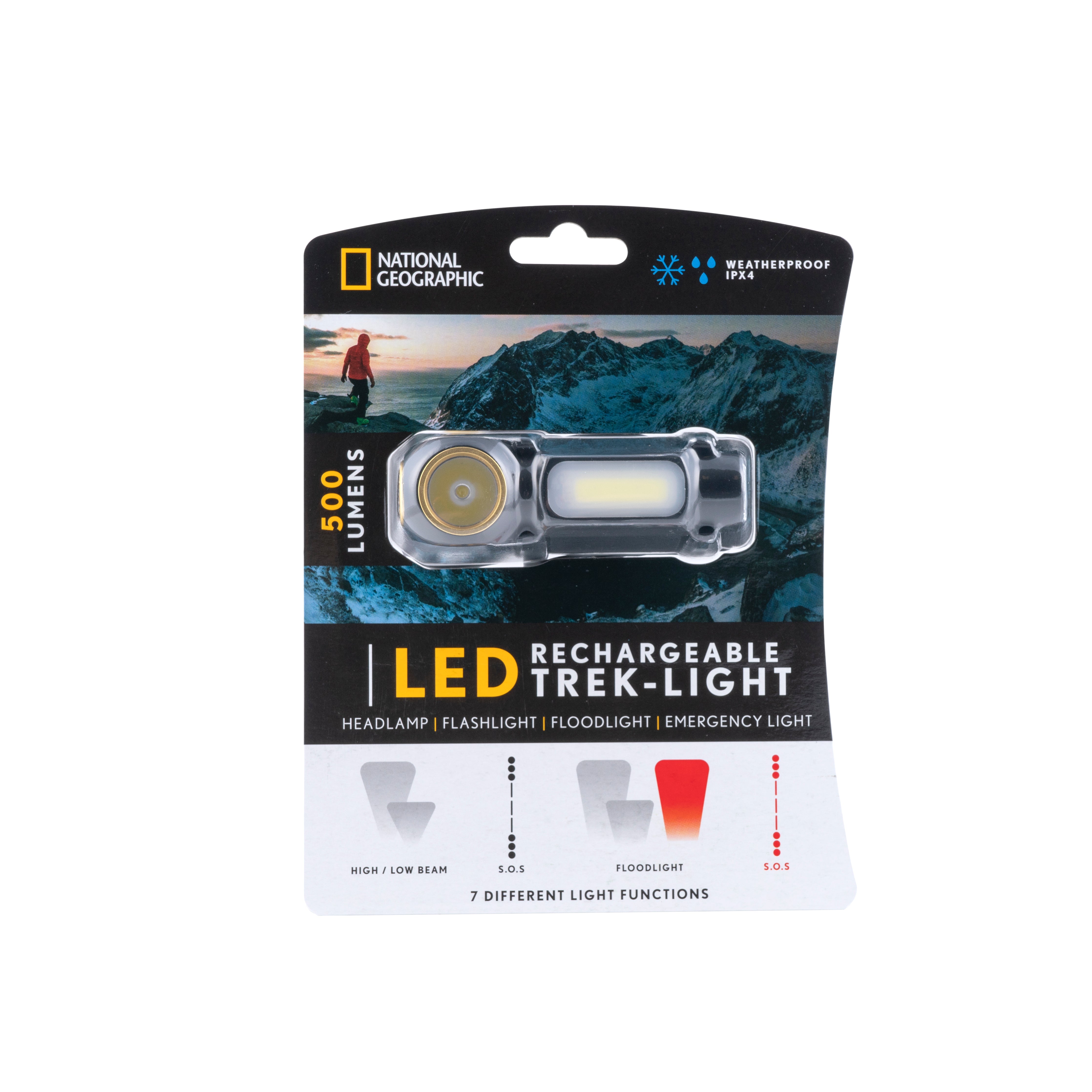 National Geographic LED Headlamp Rechargeable - 300 Lumens Bright Headlight for Camping, Hiking, Running & Outdoor Adventures