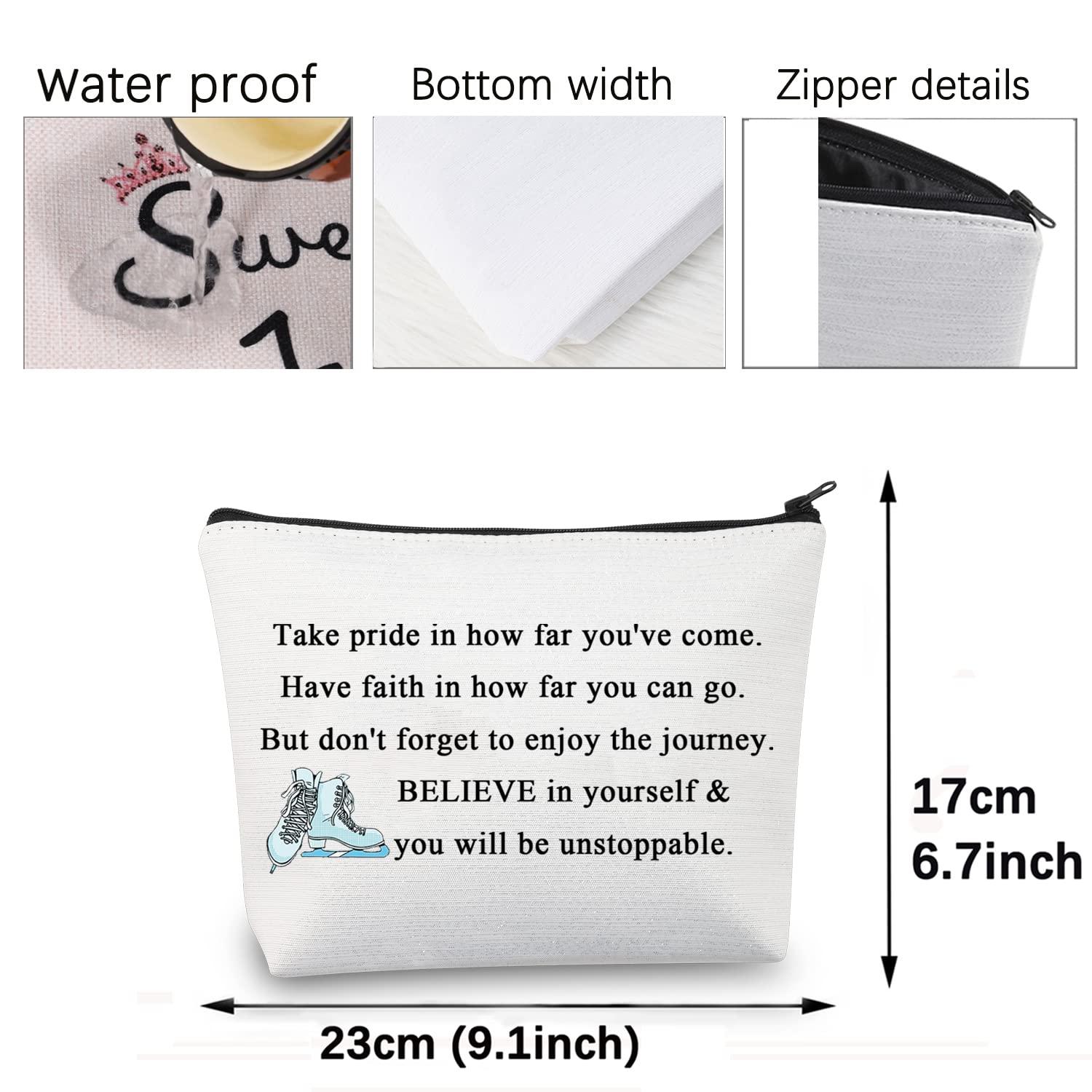 CMNIM Figure Skating Makeup Bag - Ice Skater Gifts for Women & Girls - Waterproof Cosmetic Pouch - Perfect for Skating Competitions, Practice & Travel Accessories