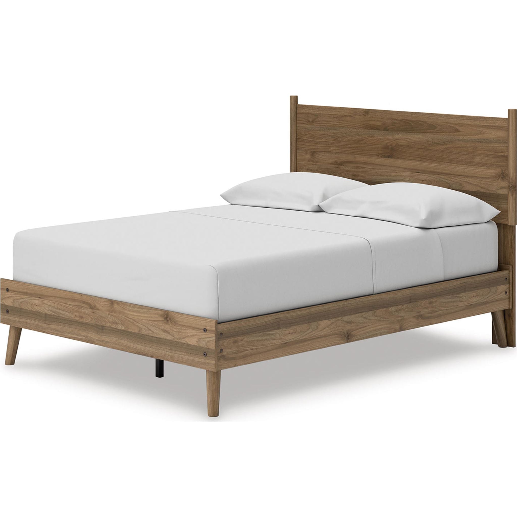 Aprilyn Full Platform Bed Frame - Honey Finish, Queen Size, Solid Wood, Modern Minimalist Design for Bedroom, Living Room, or Guest Room
