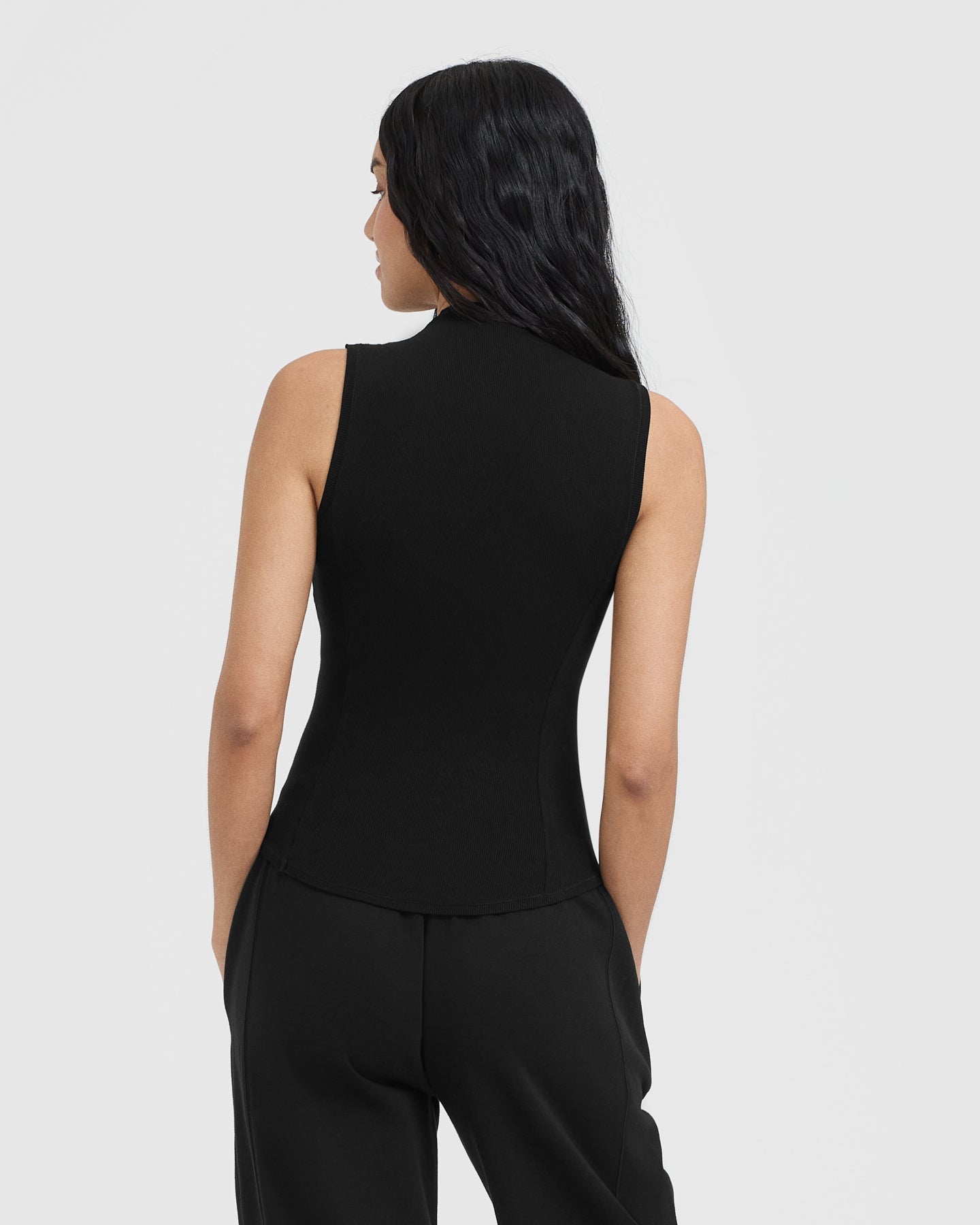 Mellow™ Rib Mock Neck Tank Top for Women - Black | Soft Stretch Comfort Fit | Perfect for Layering, Casual Wear & Everyday Outfits