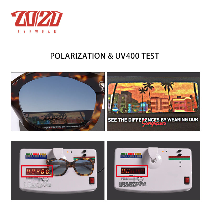 20/20 Classic Polarized Acetate Unisex Sunglasses AT8048 - UV Protection for Men & Women - Perfect for Driving, Beach & Outdoor Activities